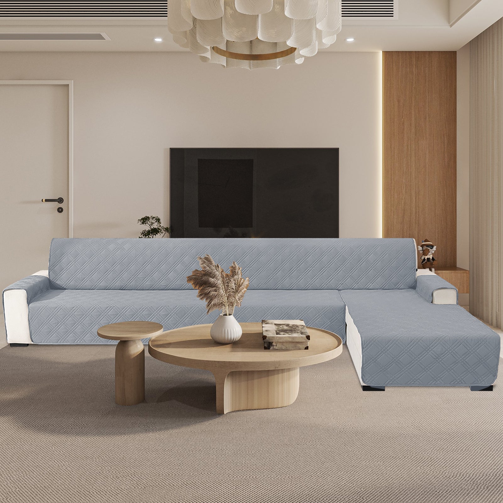 Copertura reversibile per divano angolare a 4 posti YSTYLE trapuntata antiscivolo