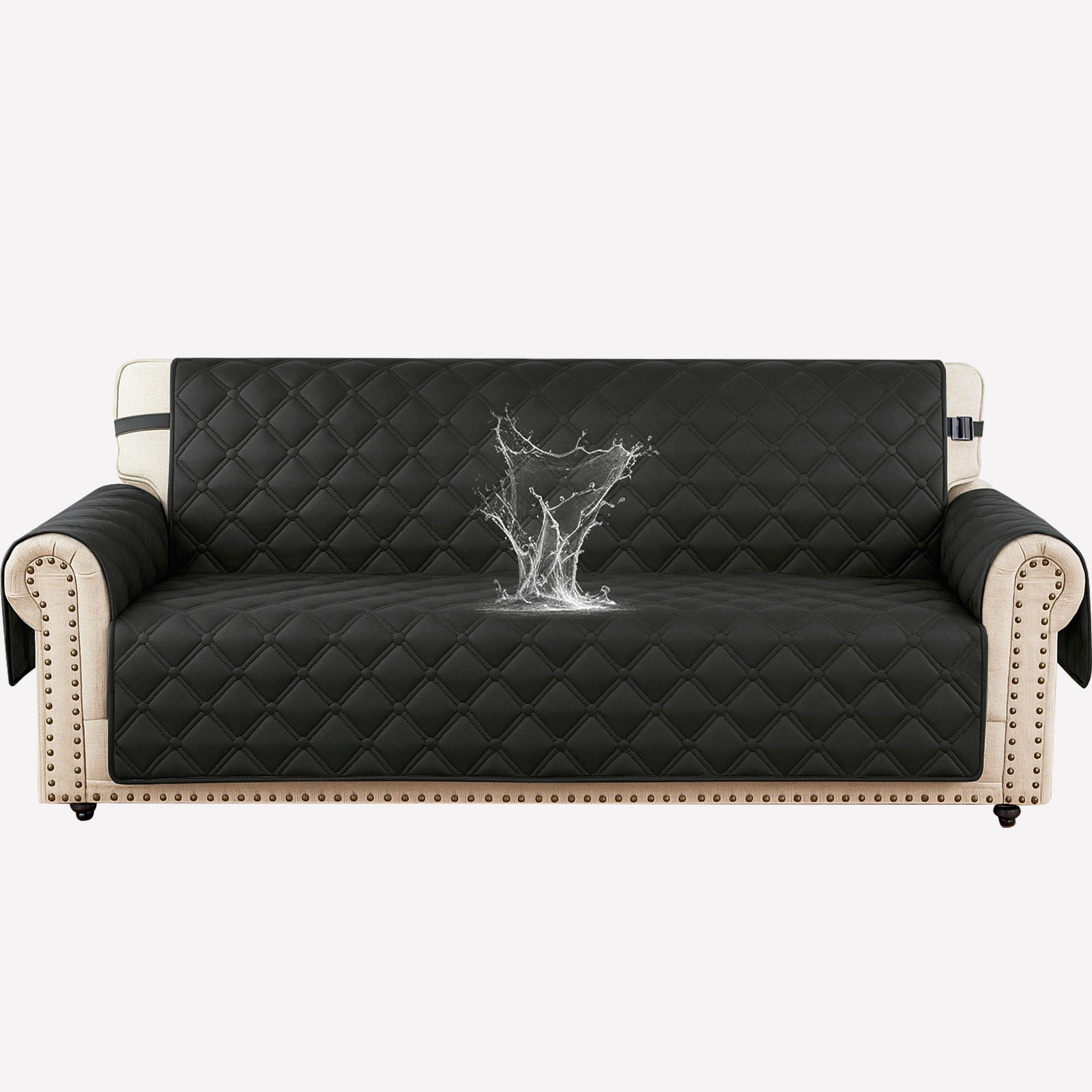 Ystyle Waterproof 3 Seater Sofa Cover with Armrests Side Pockets-YSTYLE