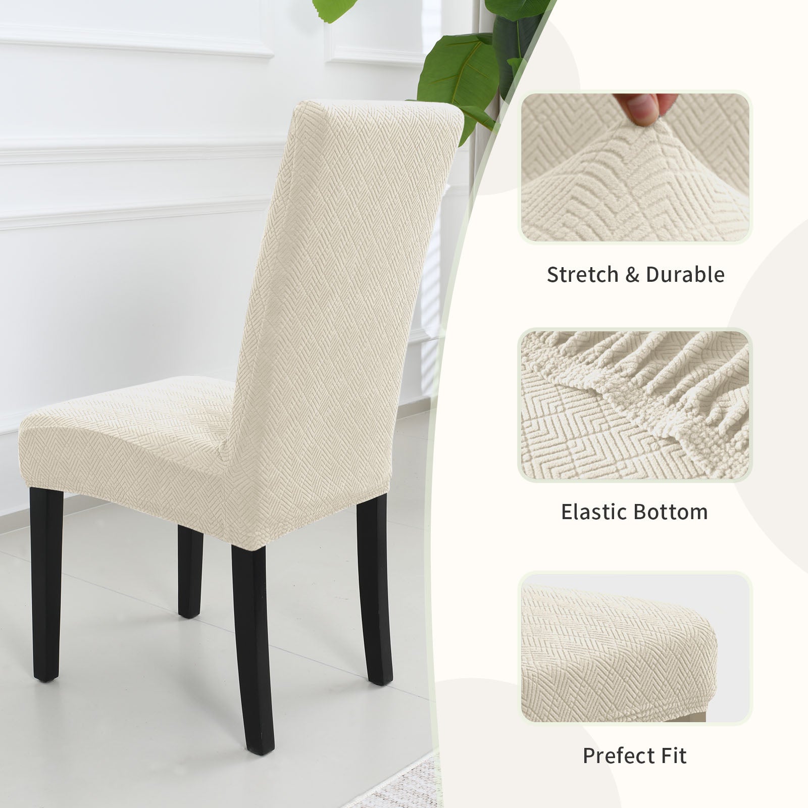 YSTYLE 4 pezzi coprisedie elastici con motivo jacquard a diamante