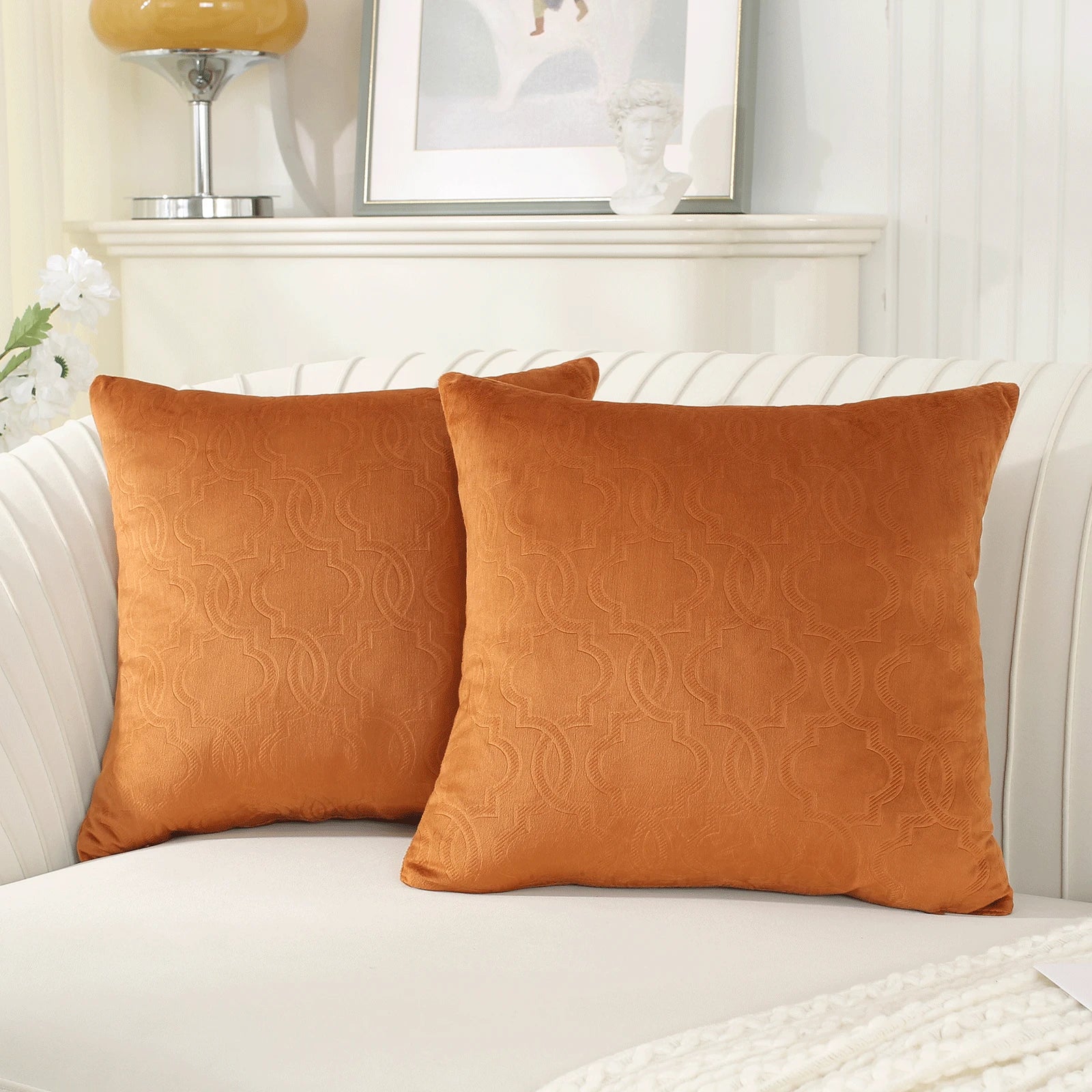 YSTYLE Velvet Sofa Cushion Covers, Decorative Throw Pillow Covers, 2 pcs, Hidden Zipper-Lantern Shape