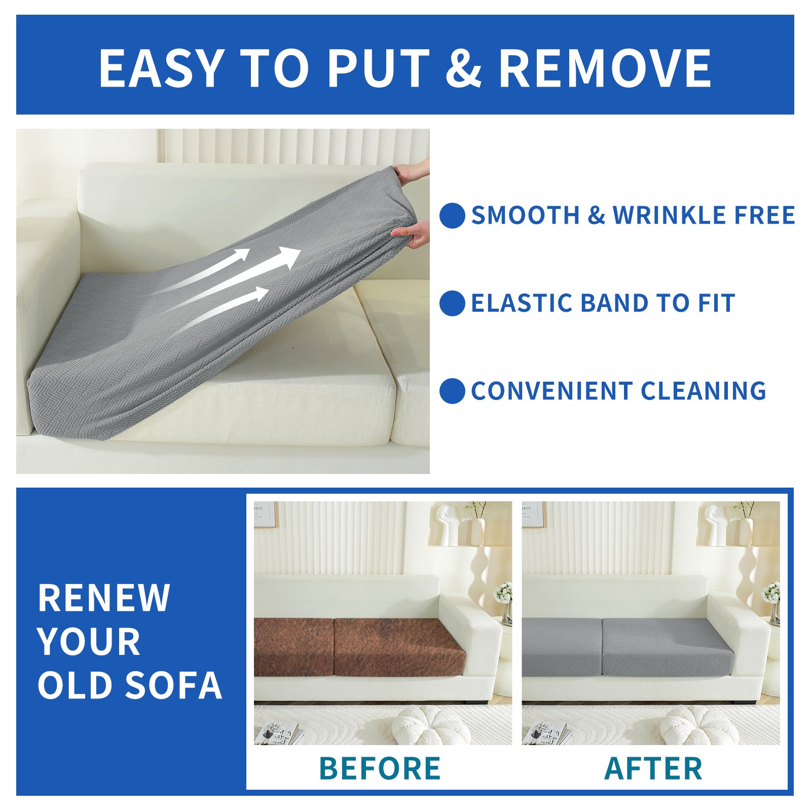 YSTYLE Copertura elastica per sedile del divano 2 posti Antiscivolo