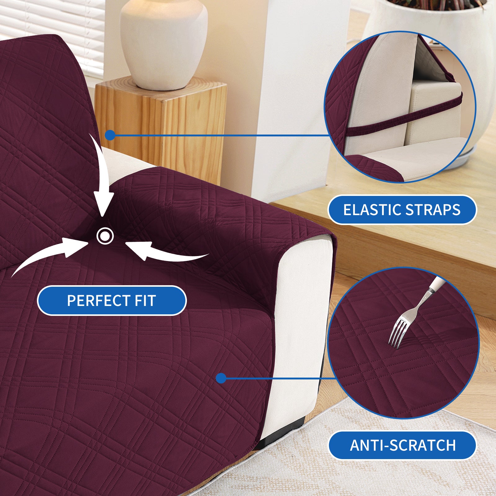 YSTYLE Reversible 4 Seater Corner Sofa Cover Quilted Anti Slip-YSTYLE