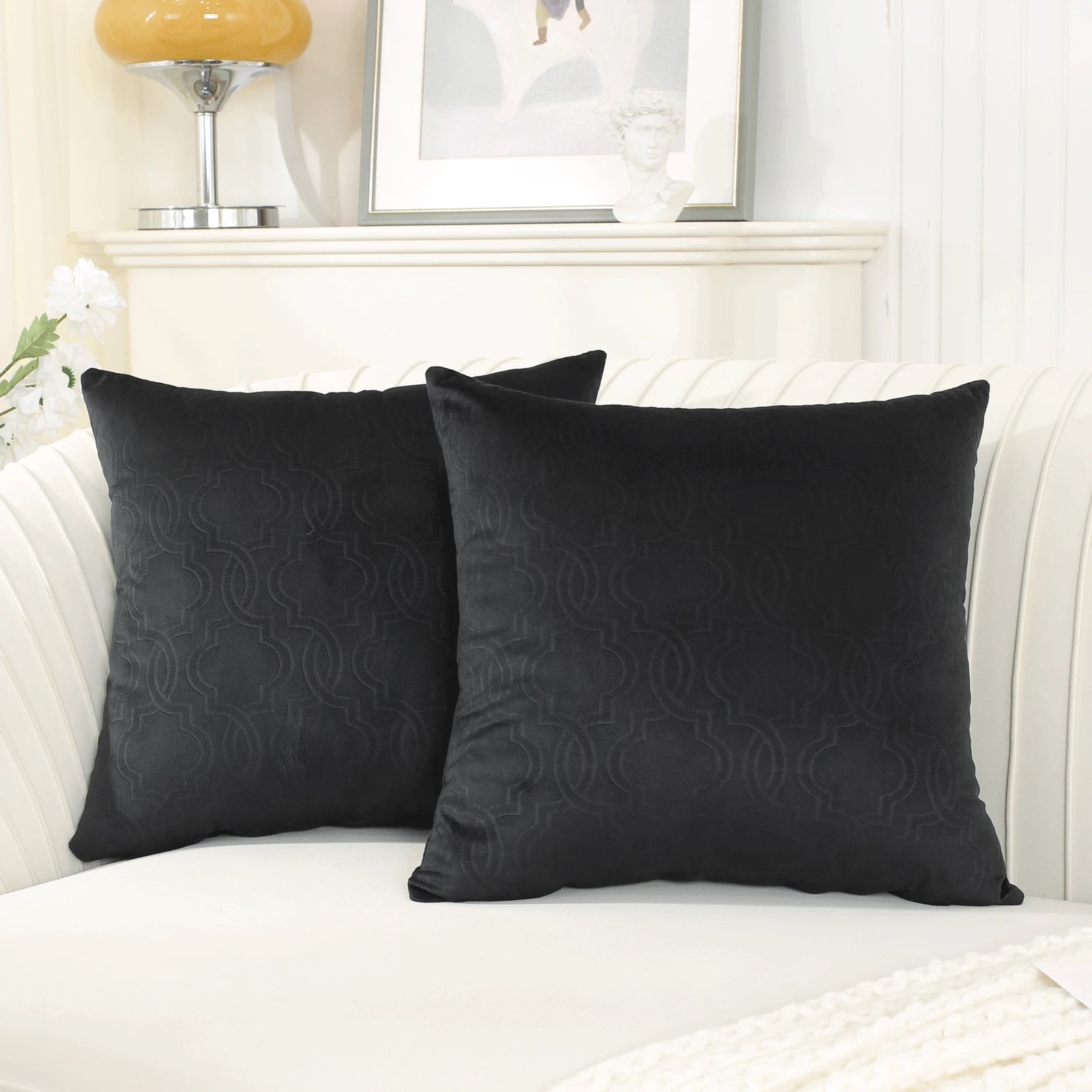 YSTYLE Velvet Sofa Cushion Covers, Decorative Throw Pillow Covers, 2 pcs, Hidden Zipper-Lantern Shape