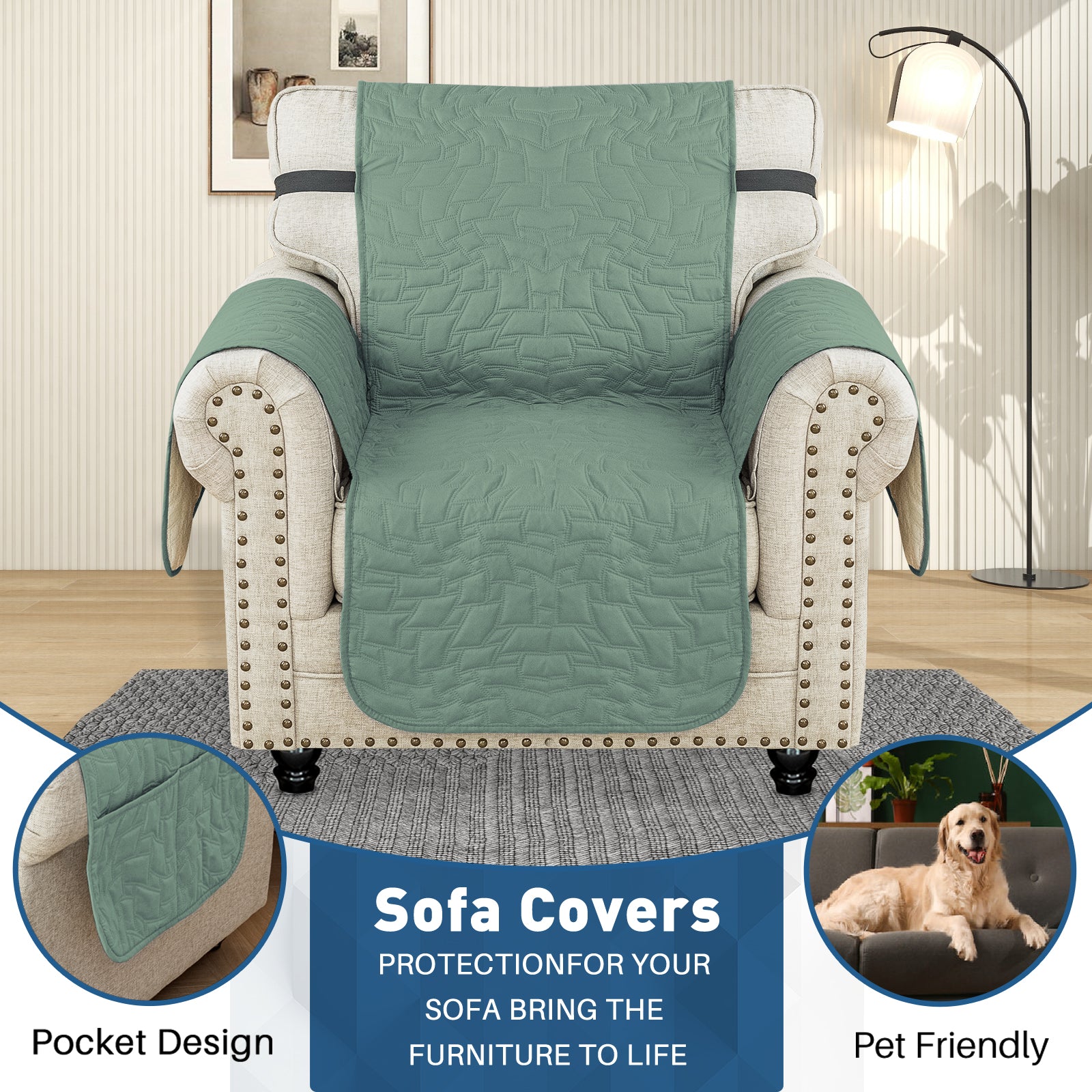 Copertura Impermeabile per Poltrona Singola con Braccioli e Funzione Antiscivolo | YSTYLE