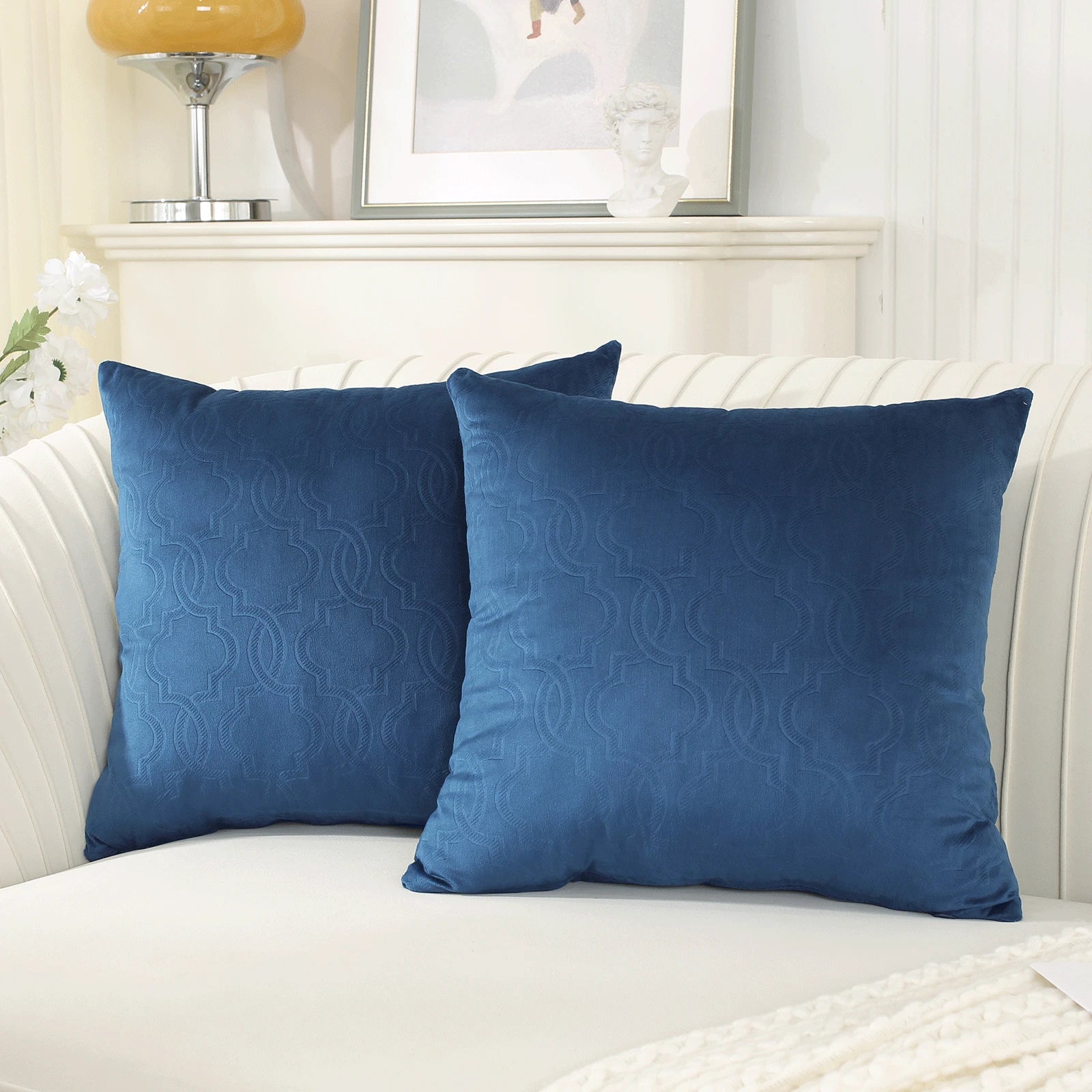 YSTYLE Velvet Sofa Cushion Covers, Decorative Throw Pillow Covers, 2 pcs, Hidden Zipper-Lantern Shape