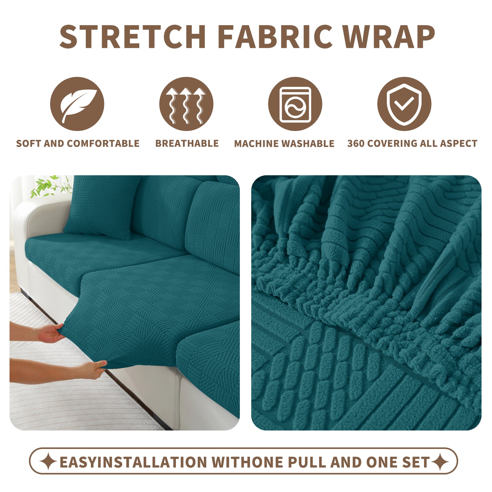 YSTYLE Copertura per sedile divano elasticizzata 3 posti motivo geometrico