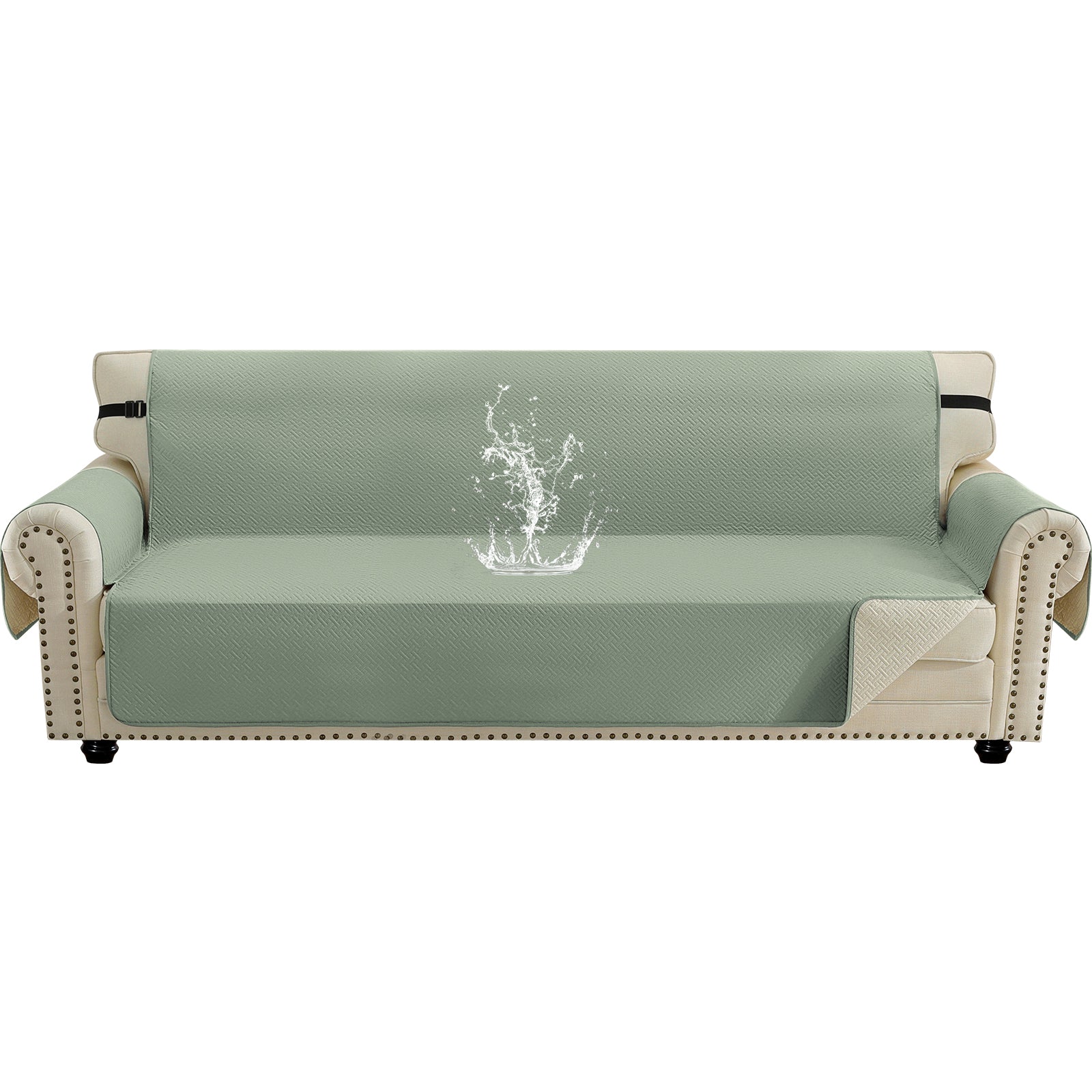 Waterproof Sofa Cover with Side Pockets and Non-Slip Backing