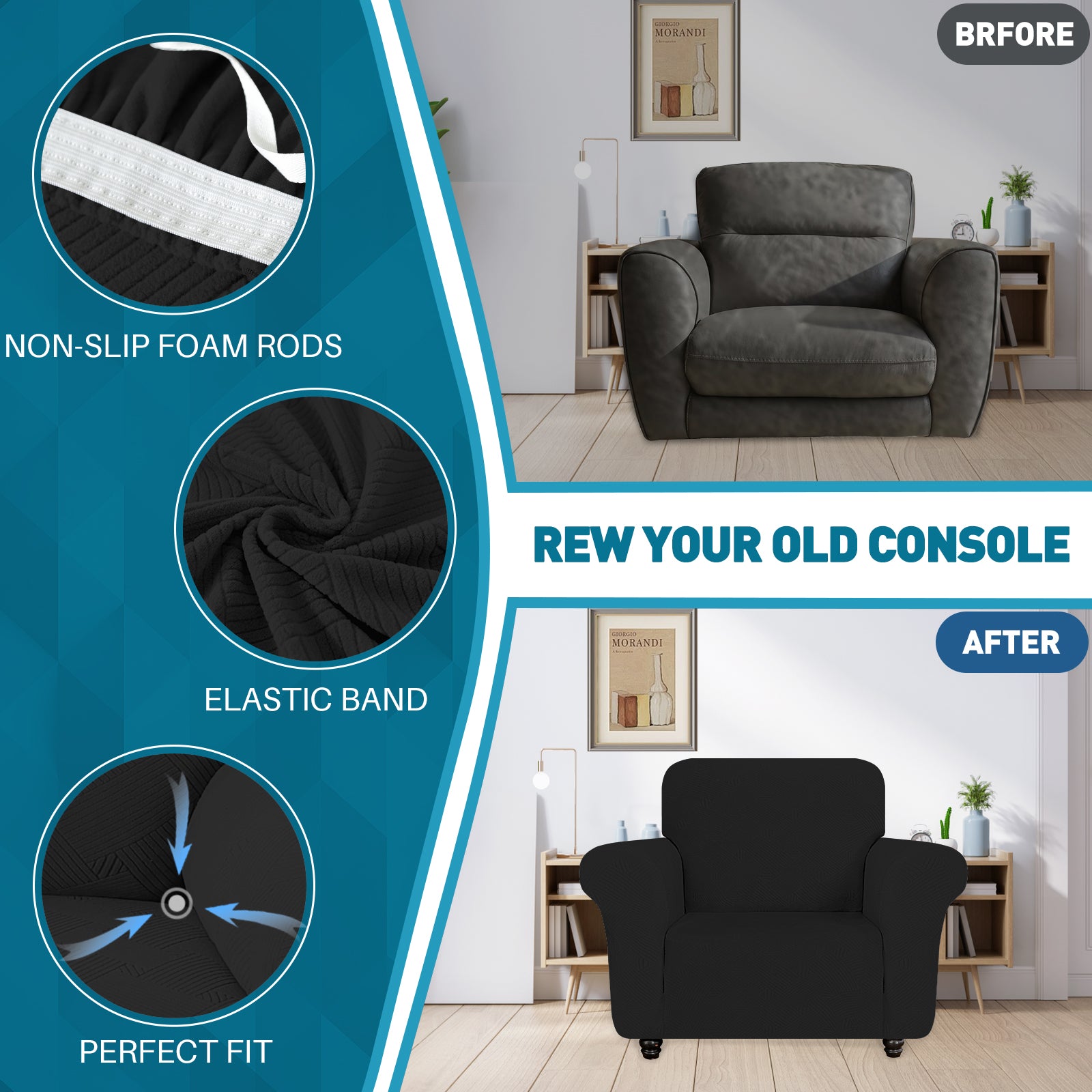 YSTYLE Hoch Stretch 1-Sitzer Sessel Bezug Anti-Rutsch Waschbar