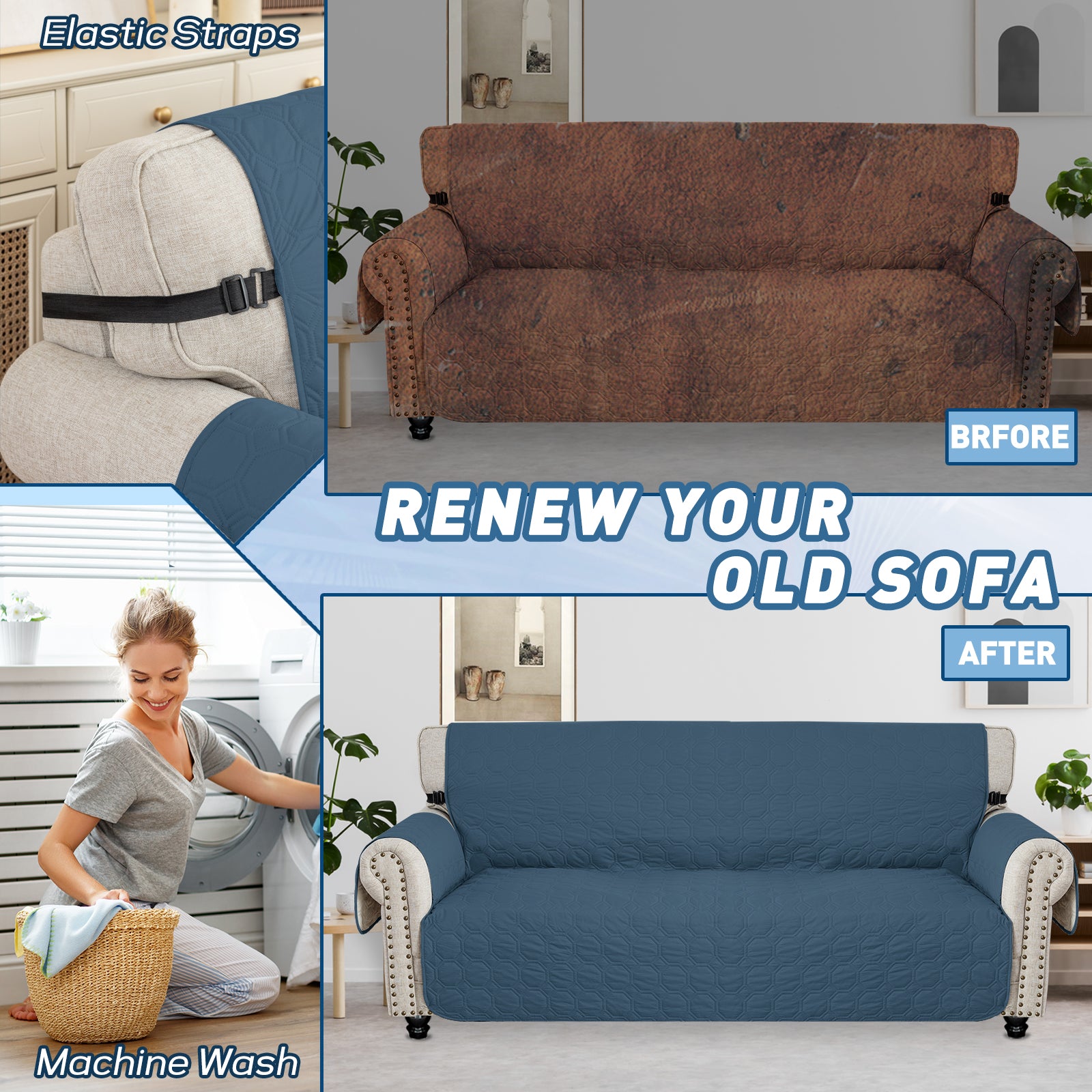 Copertura per divano impermeabile YSTYLE per 3 posti con braccioli, antiscivolo