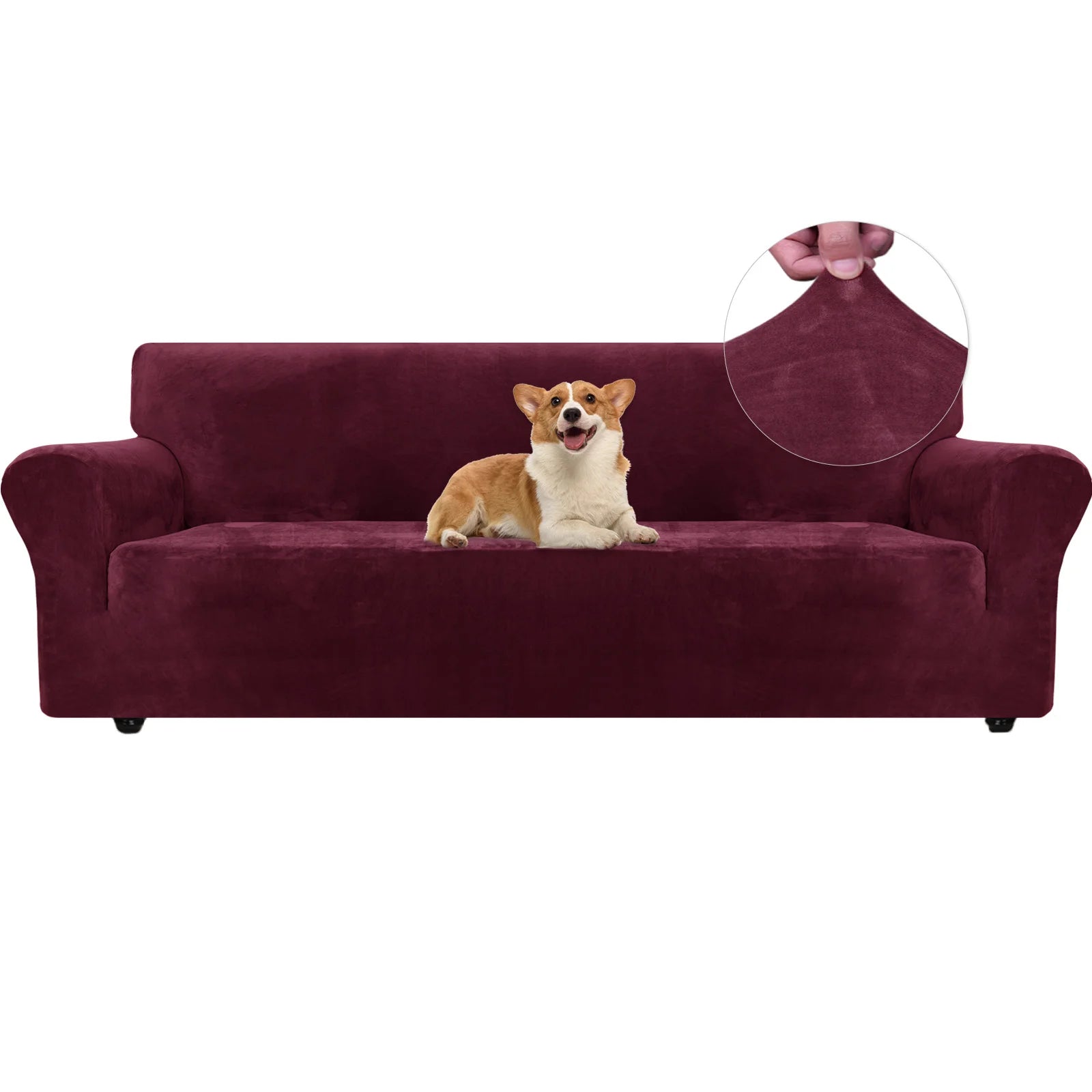 YSTYLE Velvet 4 Seater Sofa Cover – Stretch Fit, Anti-Scratch, Pet-Friendly, Non-Slip, Washable