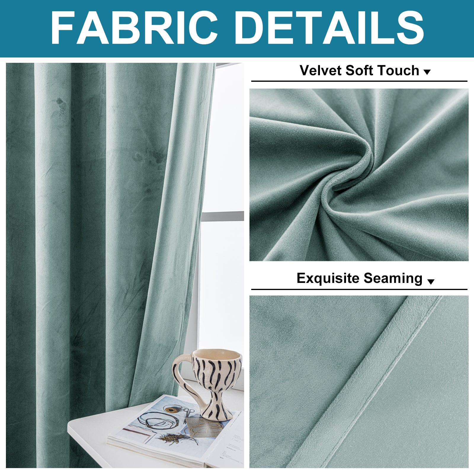 YSTYLE 2 Pieces Velvet Blackout Curtains Thermal Insulated-YSTYLE