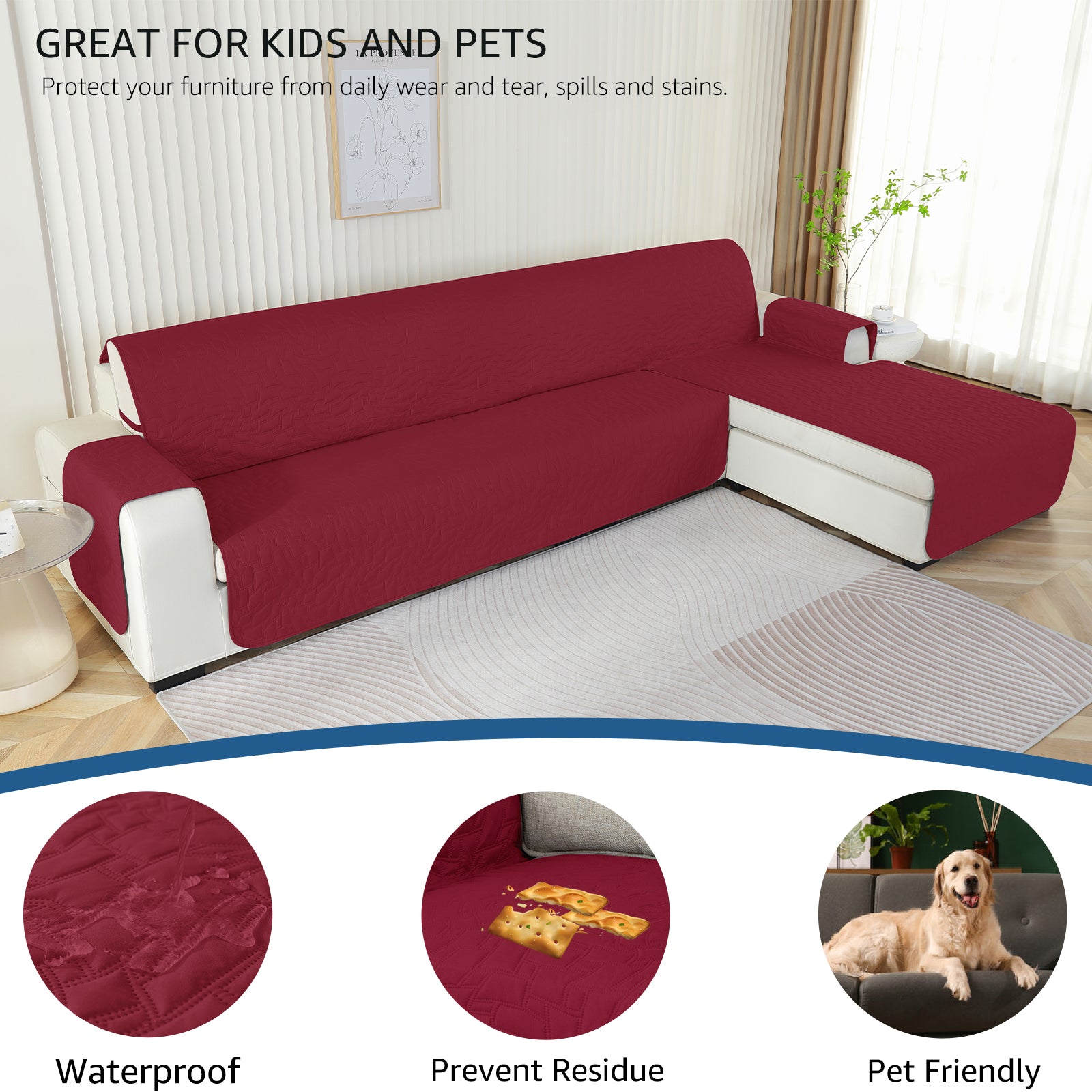 Copertura Impermeabile Reversibile per Divano Angolare a 4 Posti Penisola | YSTYLE