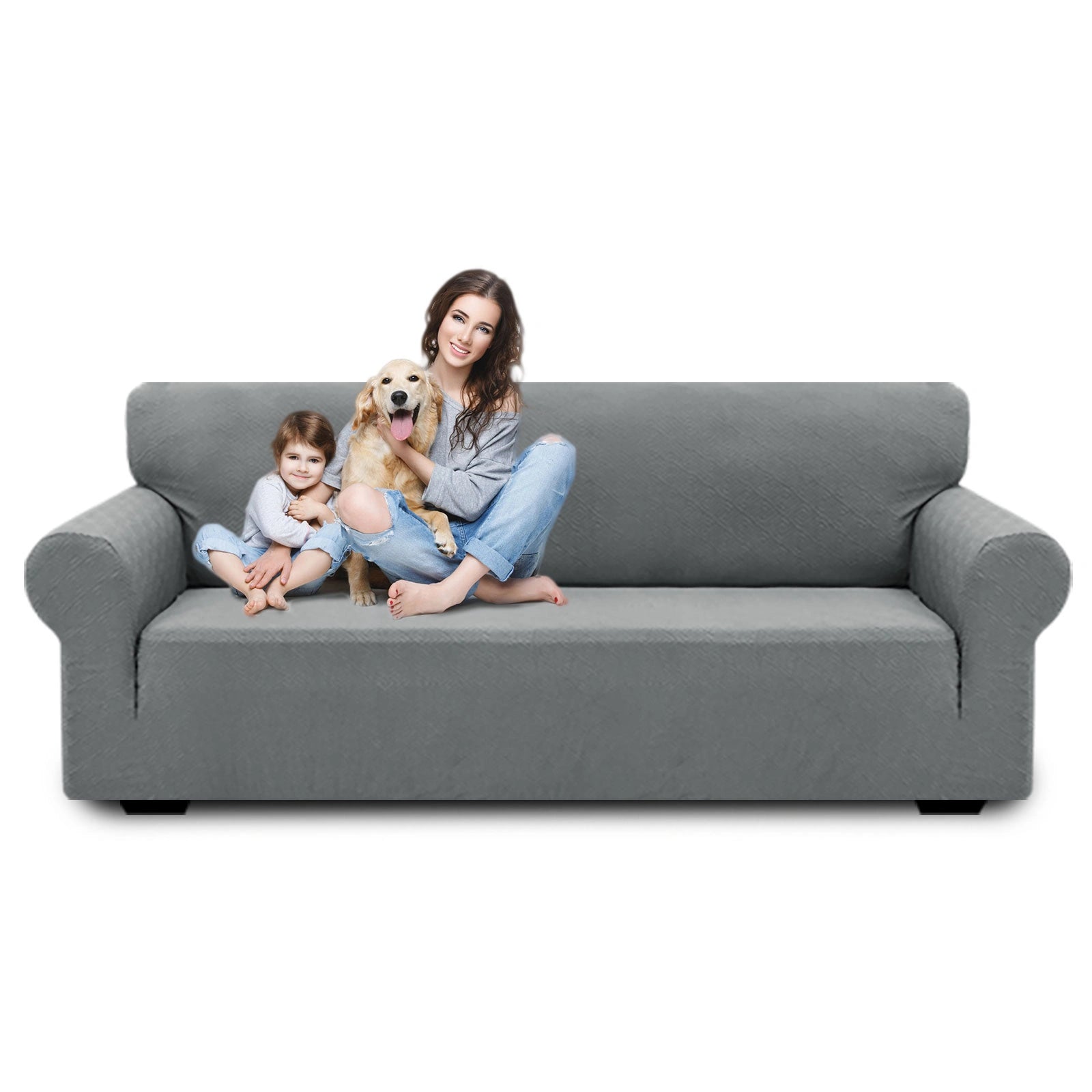 YSTYLE 4 Seater Sofa Cover – Stretch Fit, Pet Scratch Resistant, Geometric Jacquard, Anti-Slip, Washable-Back Shape