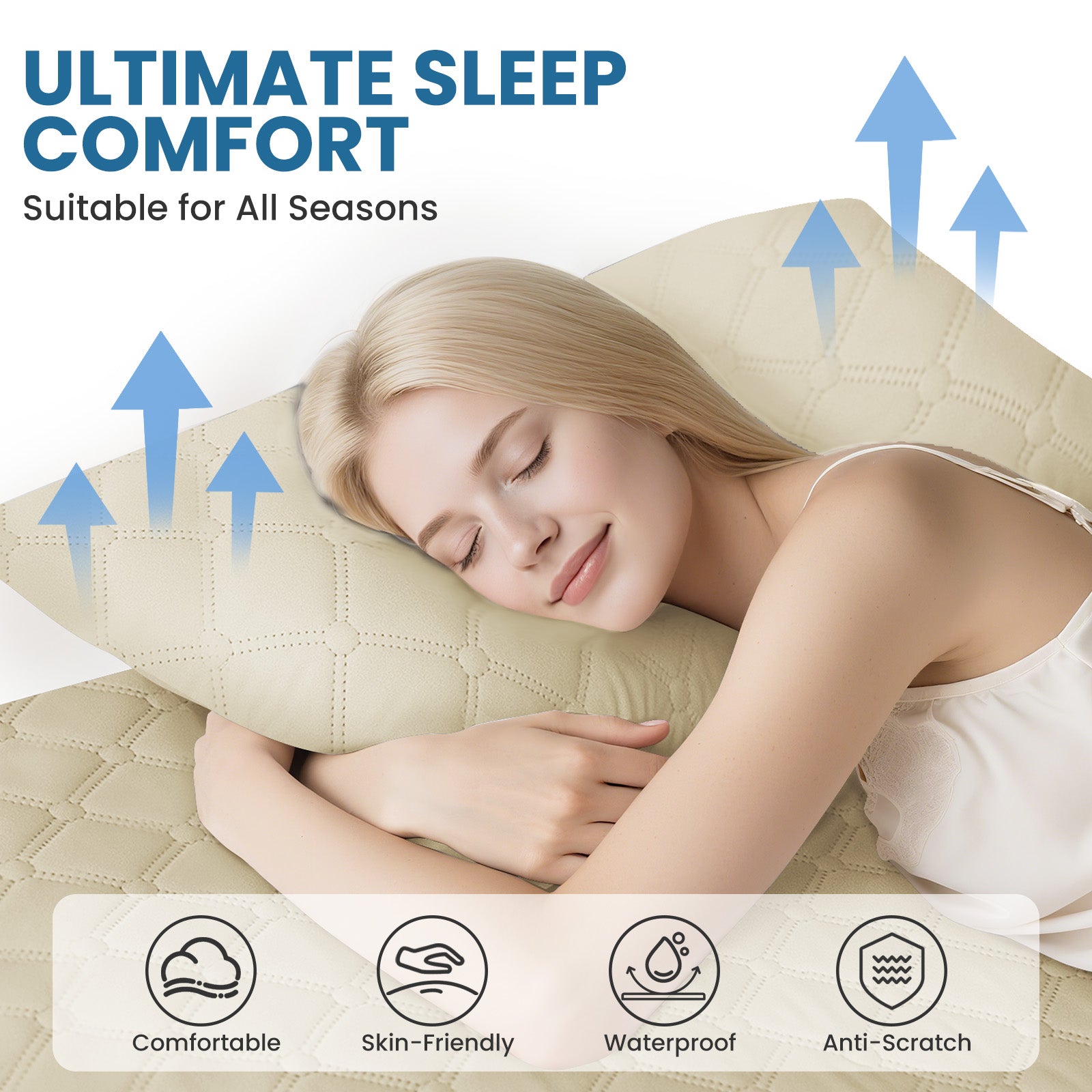 Ystyle Waterproof Pillow Protectors 50x80 cm Set of 2, Scratch-Resistant Pillowcase Covers