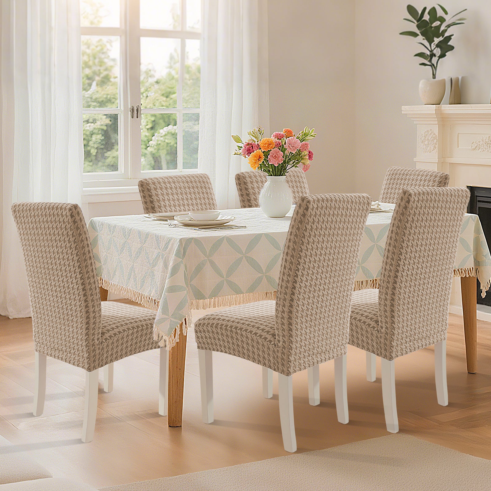 Ystyle 6 Pieces Stretch Chair Covers With Backrest Unique Pattern-YSTYLE