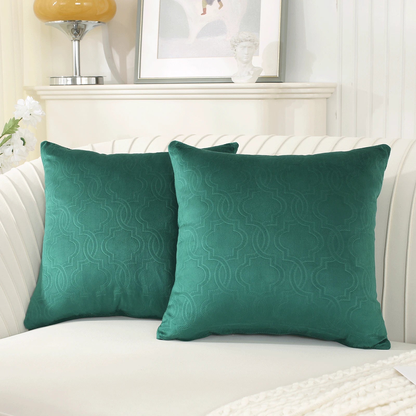 YSTYLE Velvet Sofa Cushion Covers, Decorative Throw Pillow Covers, 2 pcs, Hidden Zipper-Lantern Shape