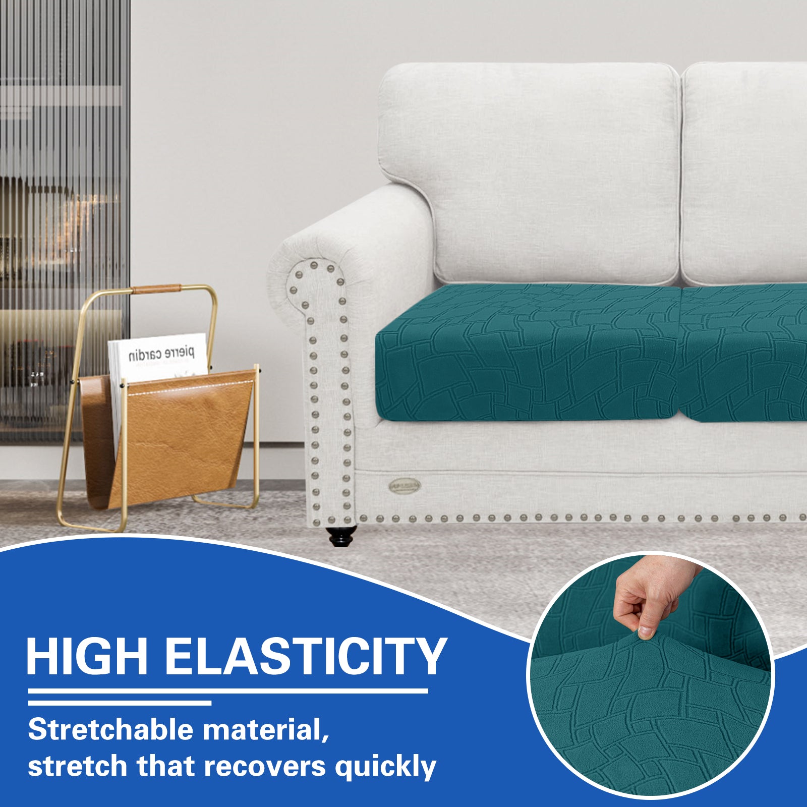 YSTYLE 2 pezzi Copertura per sedile divano elasticizzata 1 posto geometrico anti-scivolo