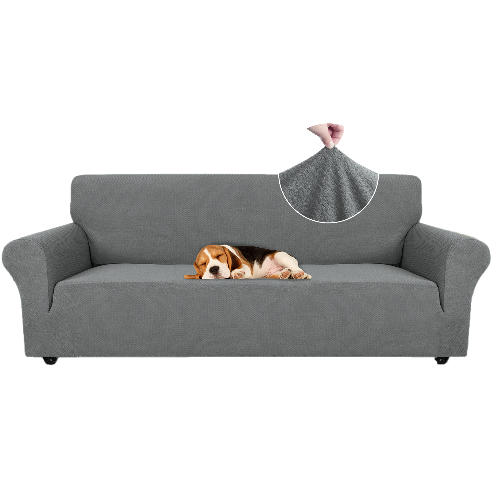 YSTYLE Cubierta de Sofá para 4 Personas – Jacquard Elástico, Antideslizante, A prueba de Gatos, Lavable, Cubierta Completa-Enlace