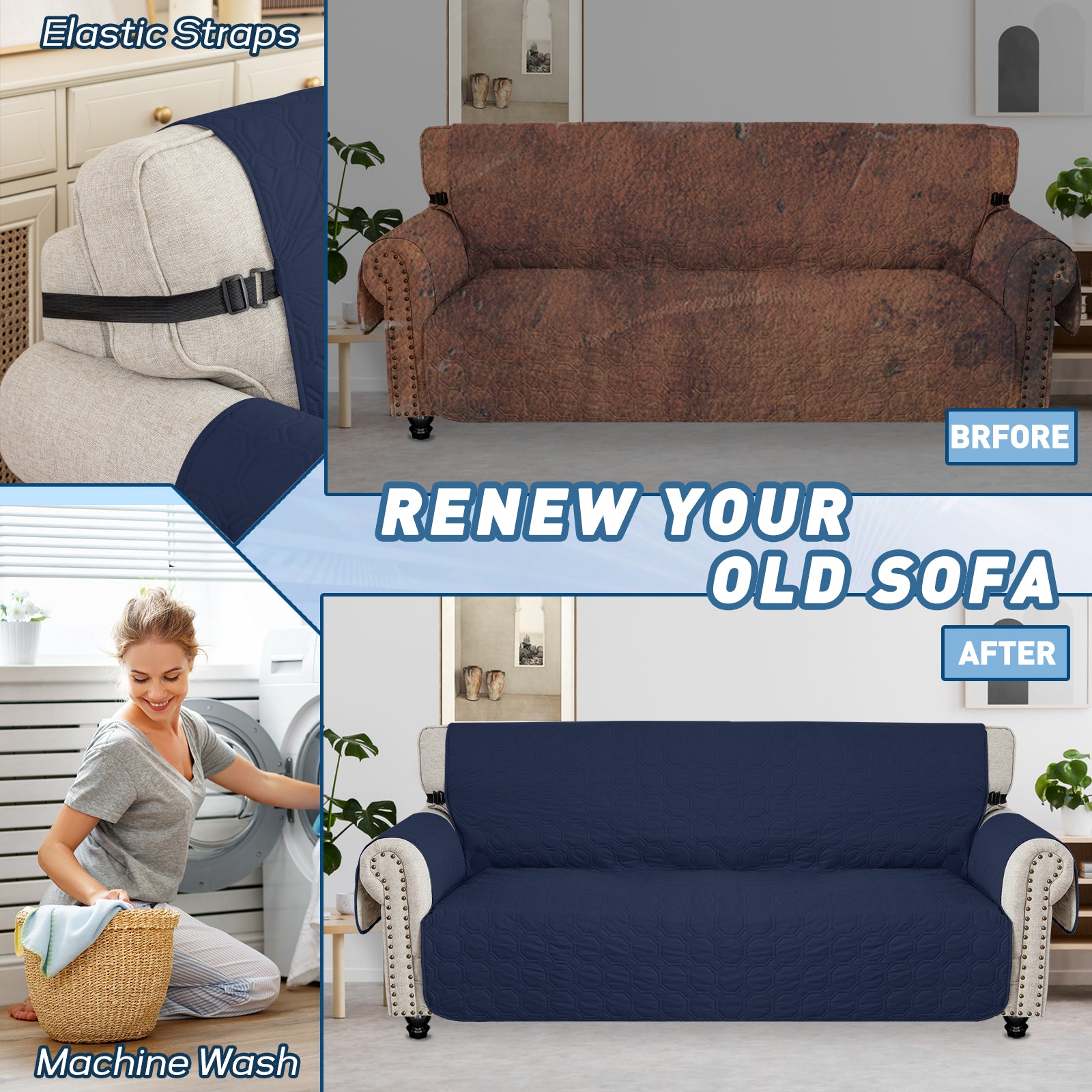 Copertura per divano impermeabile YSTYLE per 3 posti con braccioli, antiscivolo