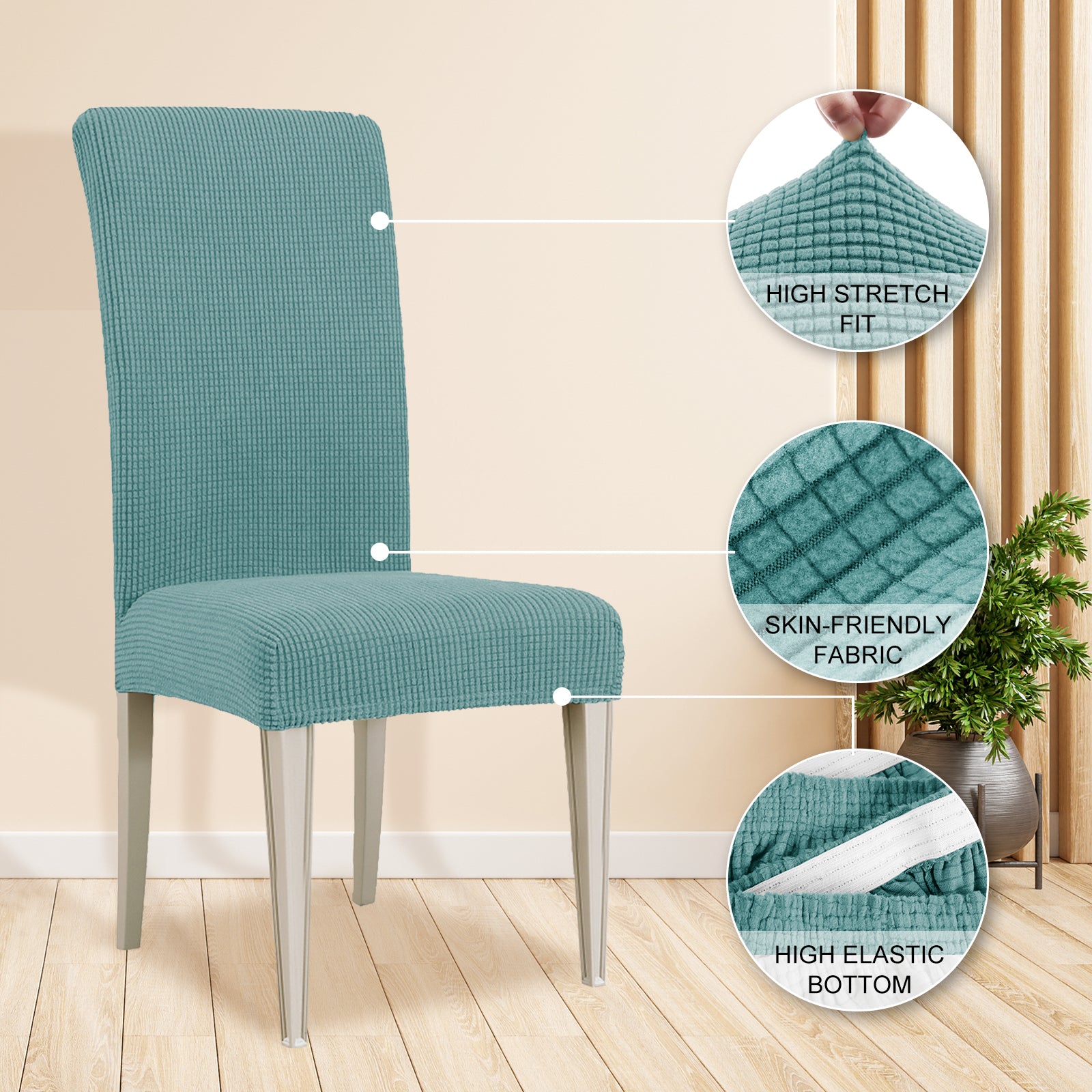 YSTYLE 4 Pieces Stretch Dining Chair Covers Jacquard Pattern