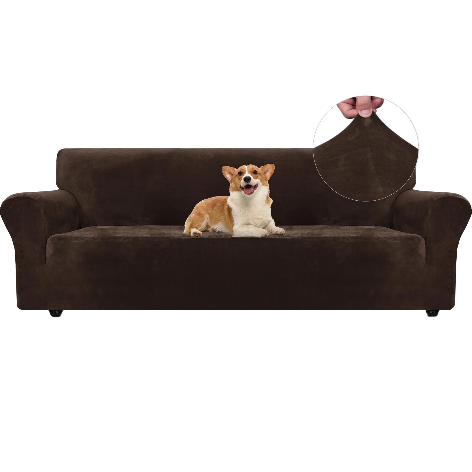 YSTYLE Velvet 4 Seater Sofa Cover – Stretch Fit, Anti-Scratch, Pet-Friendly, Non-Slip, Washable