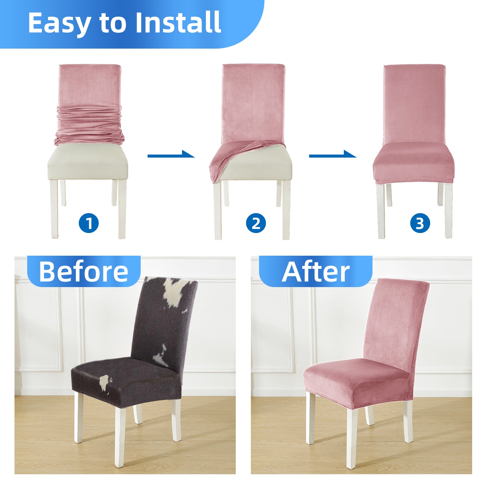 YSTYLE 6 pezzi di coprisedie in velluto elasticizzato con schienale