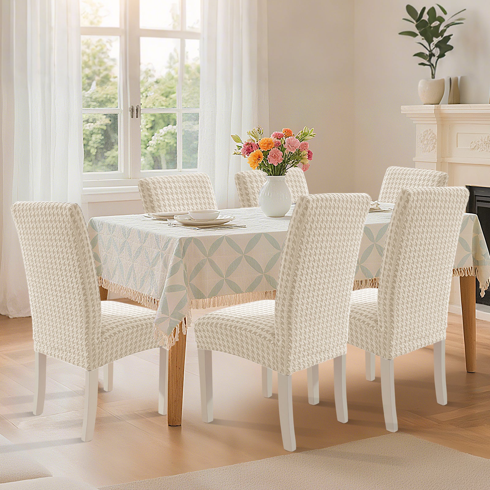 Ystyle 6 Pieces Stretch Chair Covers With Backrest Unique Pattern-YSTYLE
