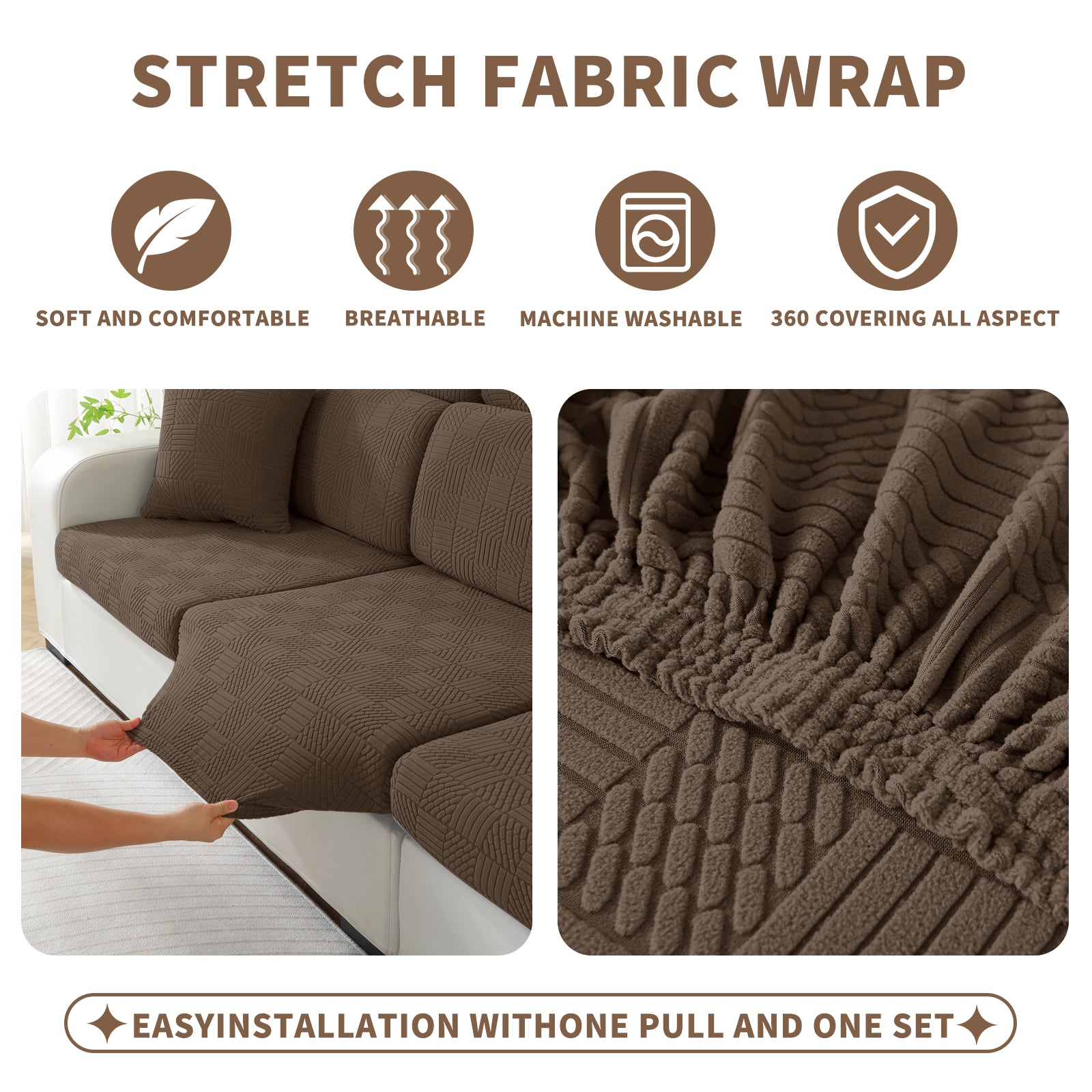 YSTYLE Copertura per sedile divano elasticizzata 3 posti motivo geometrico