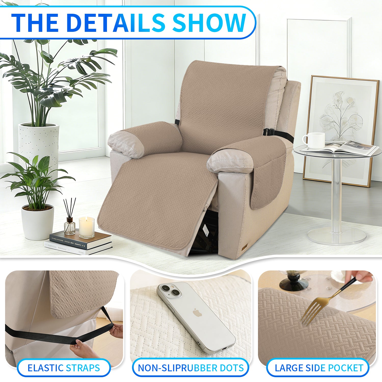 imperméable Armchair couverture with antidérapant Back and Side Pockets