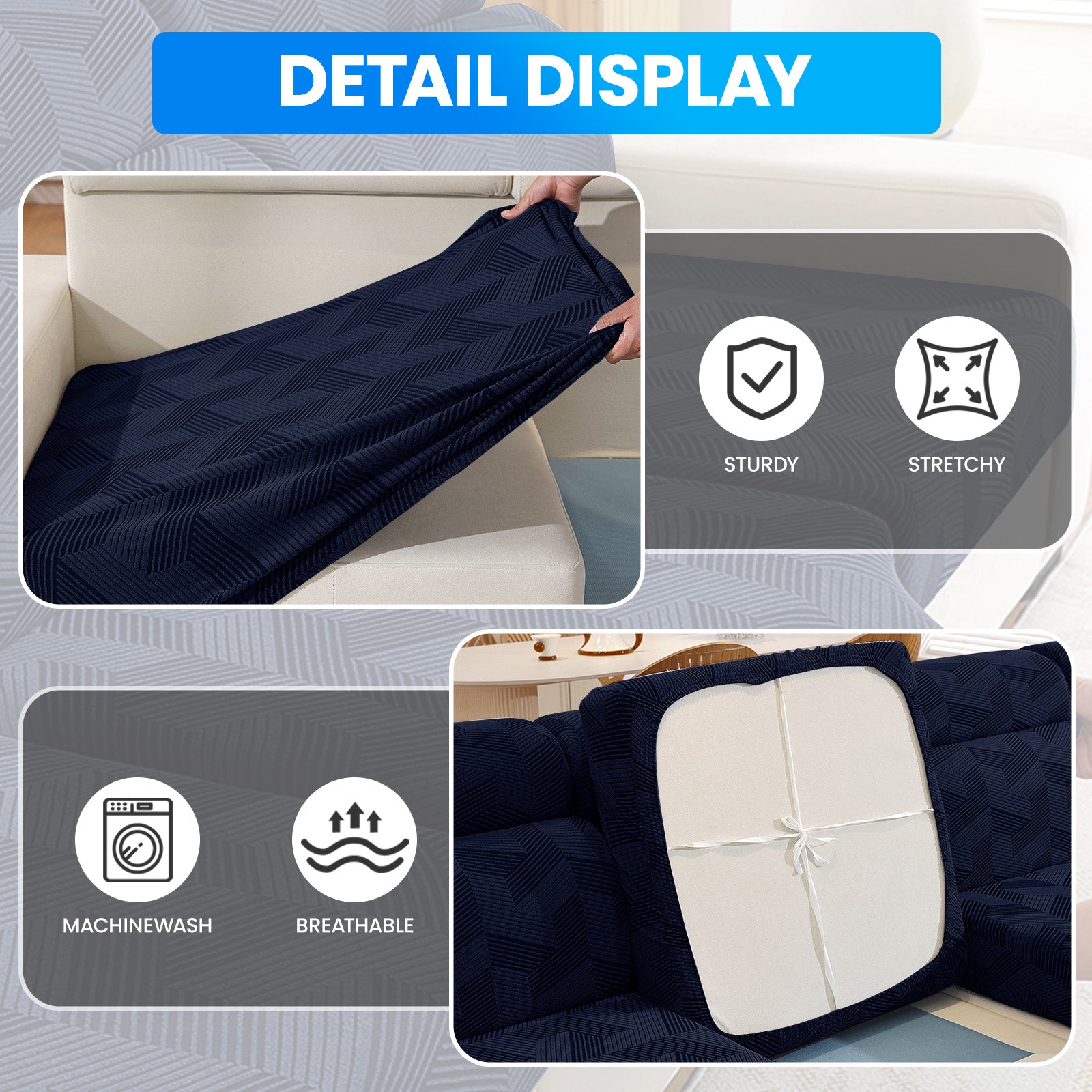 Ystyle Universal 3-Seater L-Shaped Sofa Stretch Sofa Cushion Cover-YSTYLE