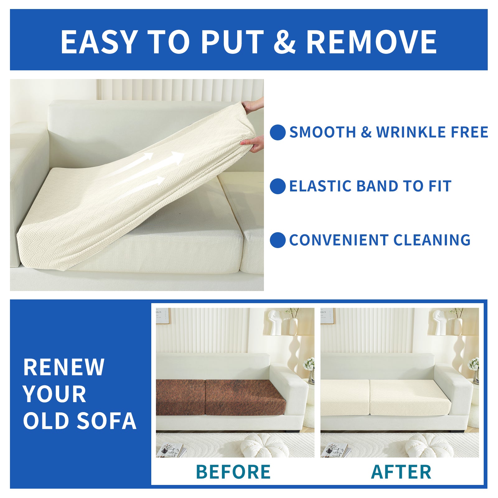 YSTYLE Copertura elastica per sedile del divano 2 posti Antiscivolo