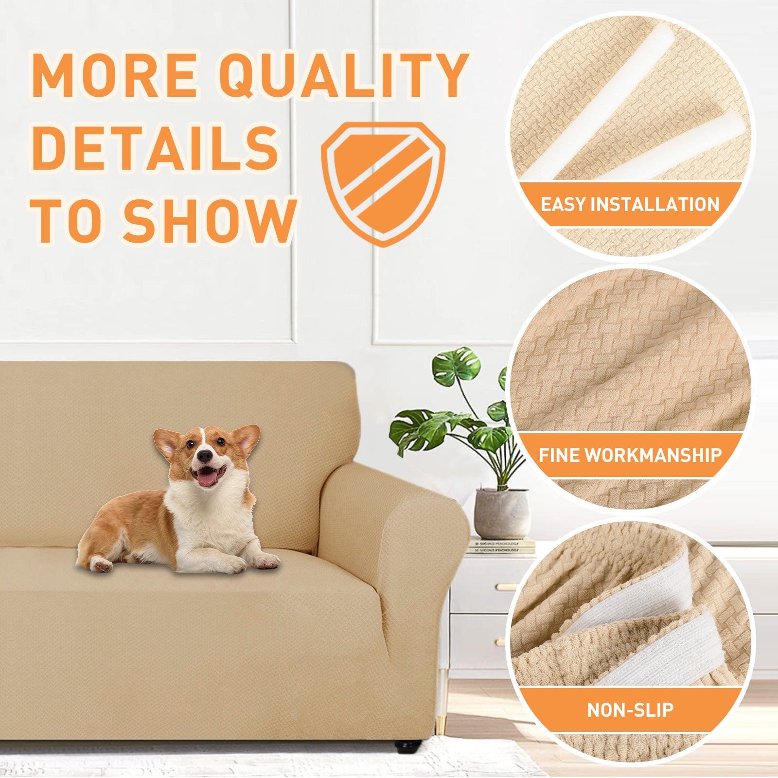 YSTYLE Stretch 4 Seater Sofa Cover Jacquard Anti-Slip