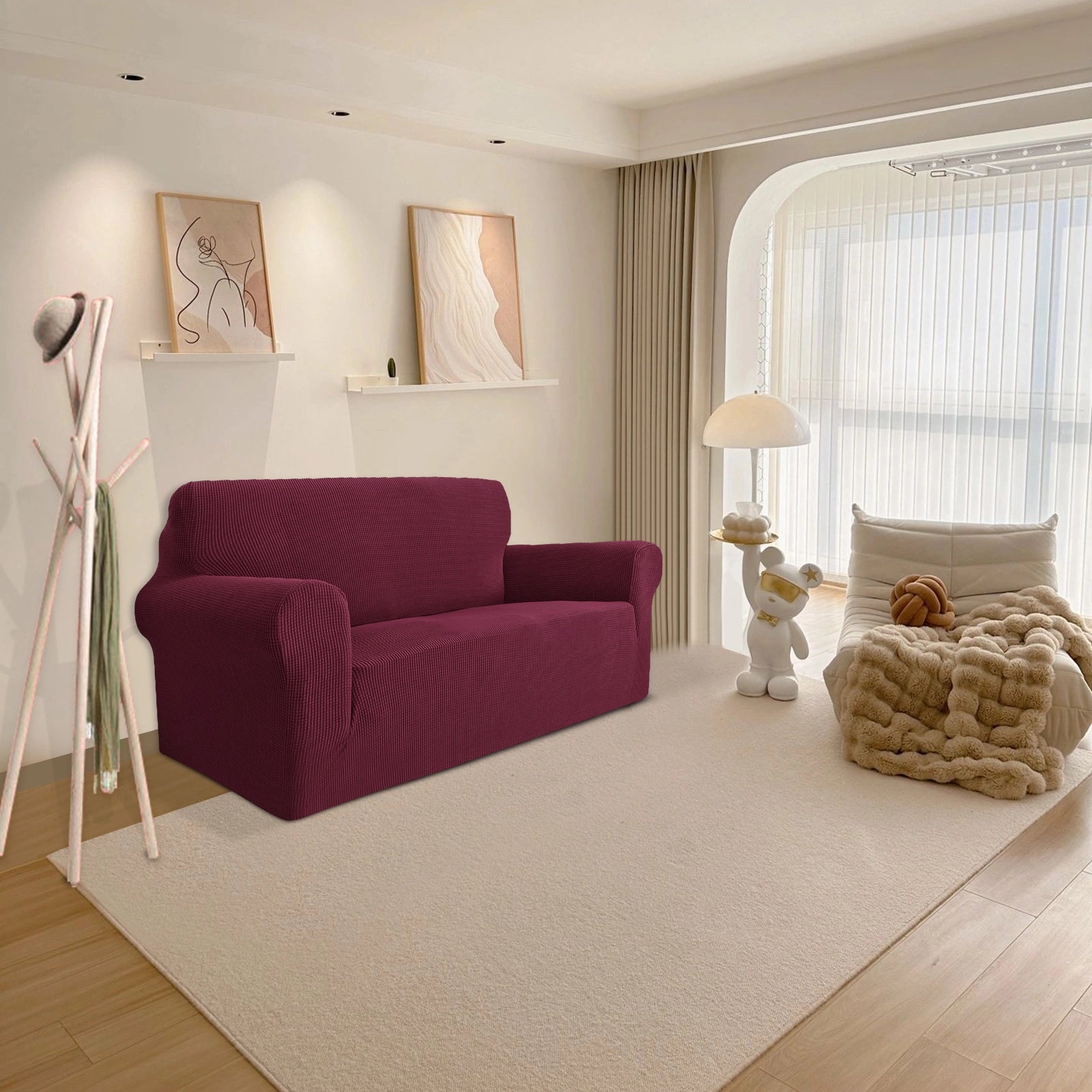 YSTYLE 2 Seater Sofa Cover – Stretch,Anti-Slip & Pet-Friendly, Scratch Resistant, Washable-Grid