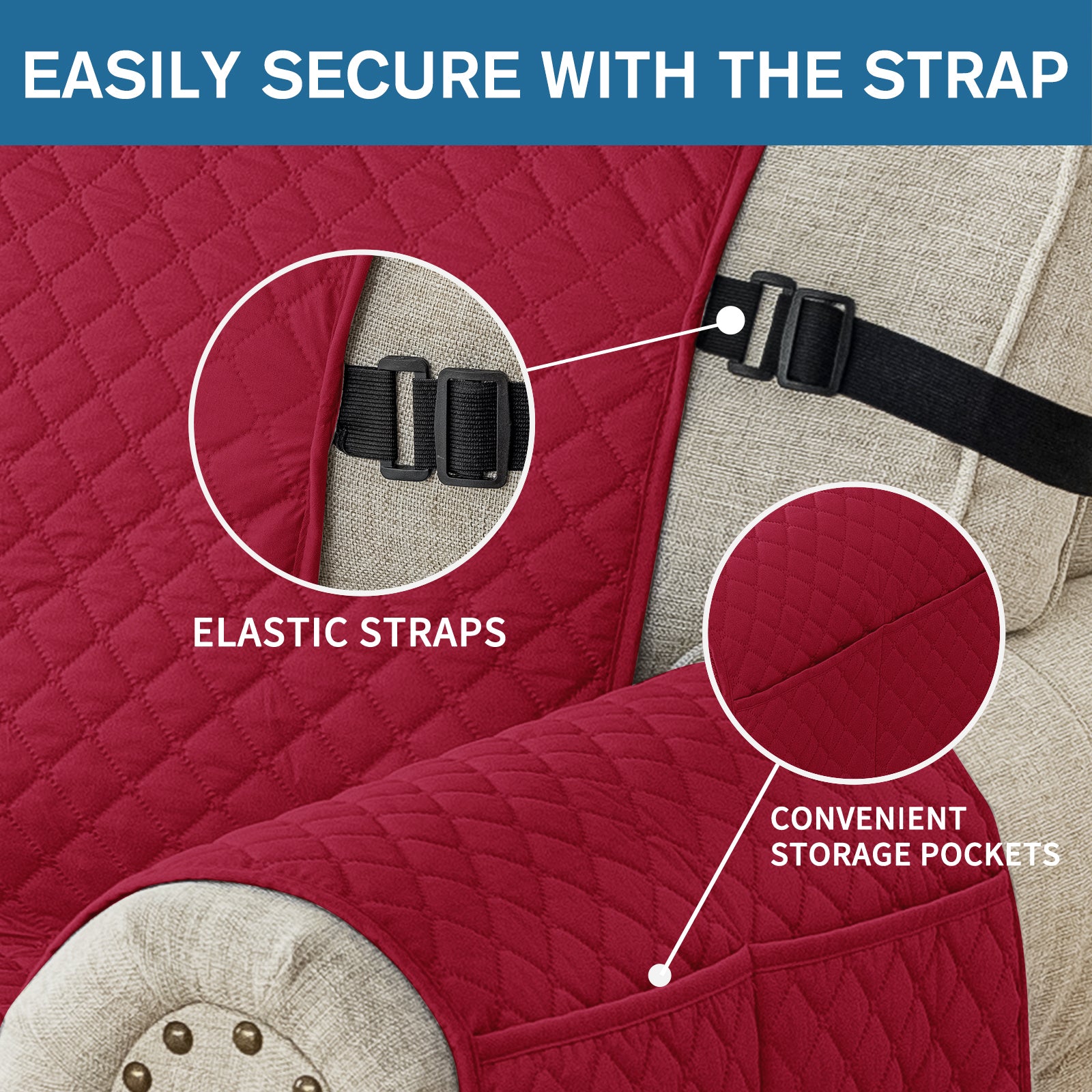 Copertura per divano impermeabile YSTYLE per 3 posti con braccioli, antiscivolo