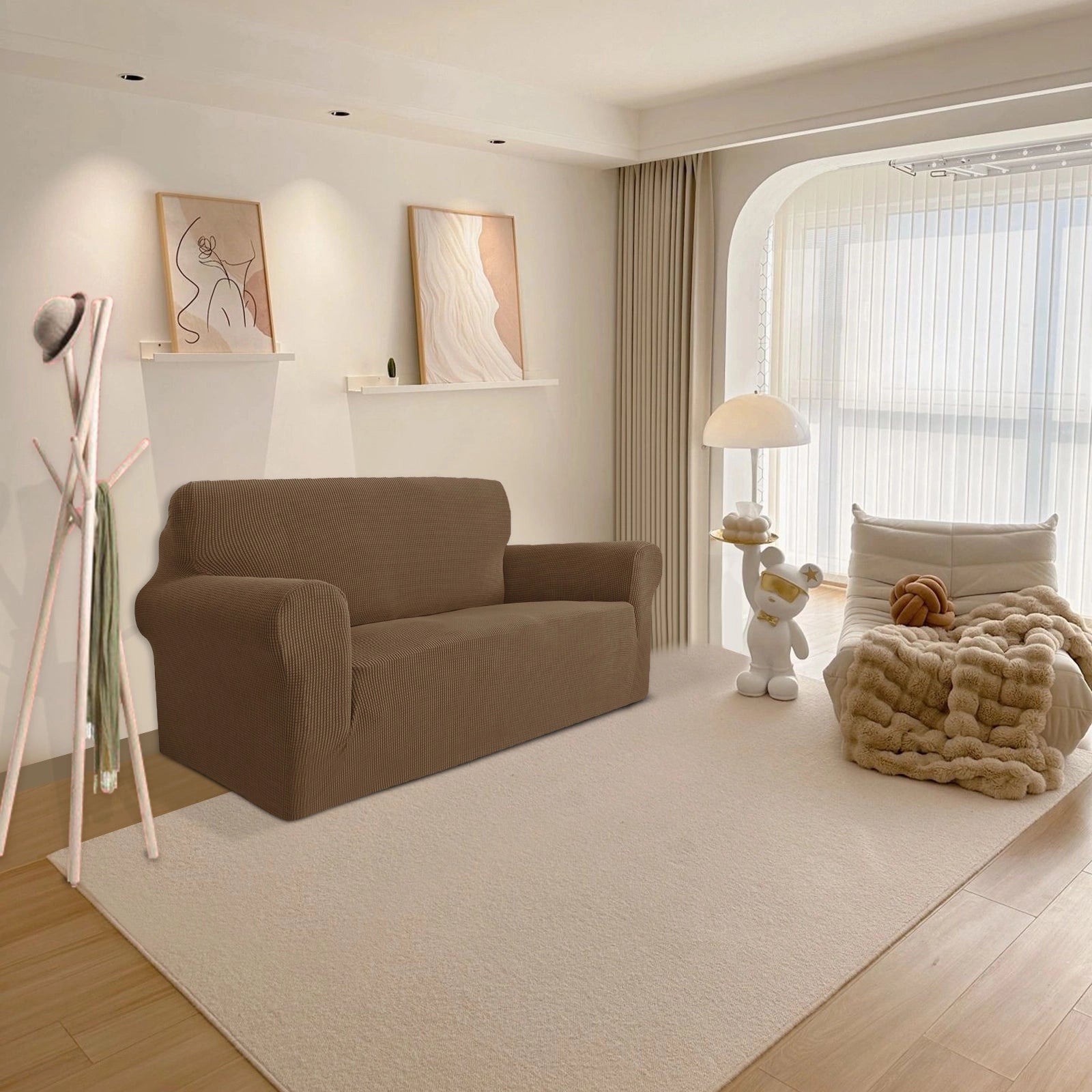 YSTYLE 2 Seater Sofa Cover – Stretch,Anti-Slip & Pet-Friendly, Scratch Resistant, Washable-Grid