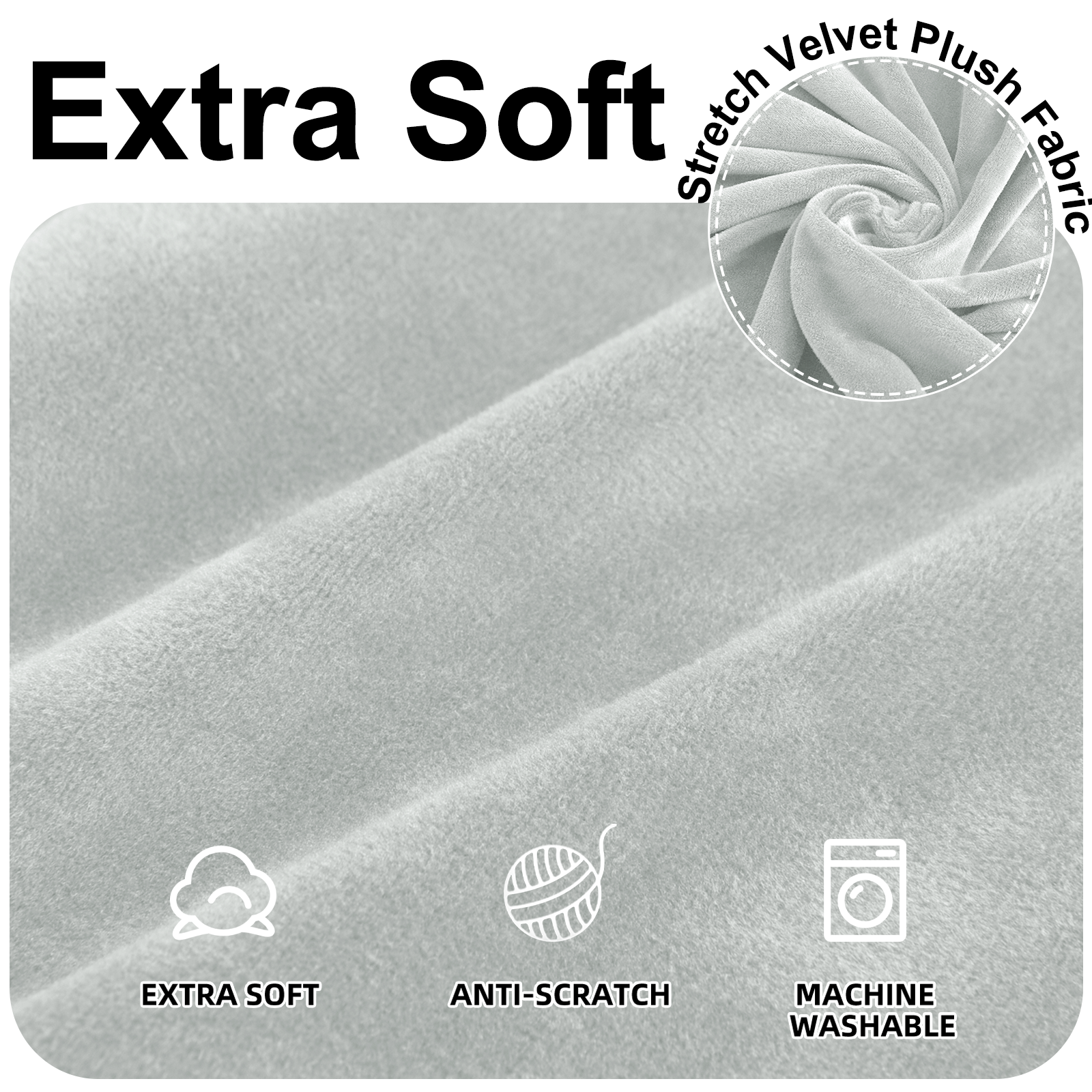 YSTYLE Velvet Cubierta de Sofá para 3 Personas – Ajuste Elástico, Anti-Rasguño, Amigable con Mascotas, Antideslizante, Lavable