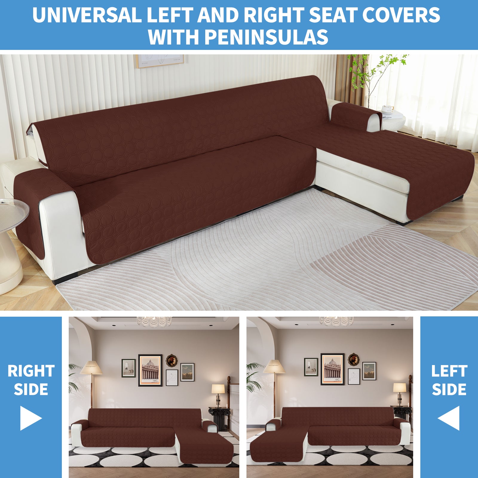 Copertura Impermeabile Reversibile per Divano Angolare a 2 Posti Penisola | YSTYLE