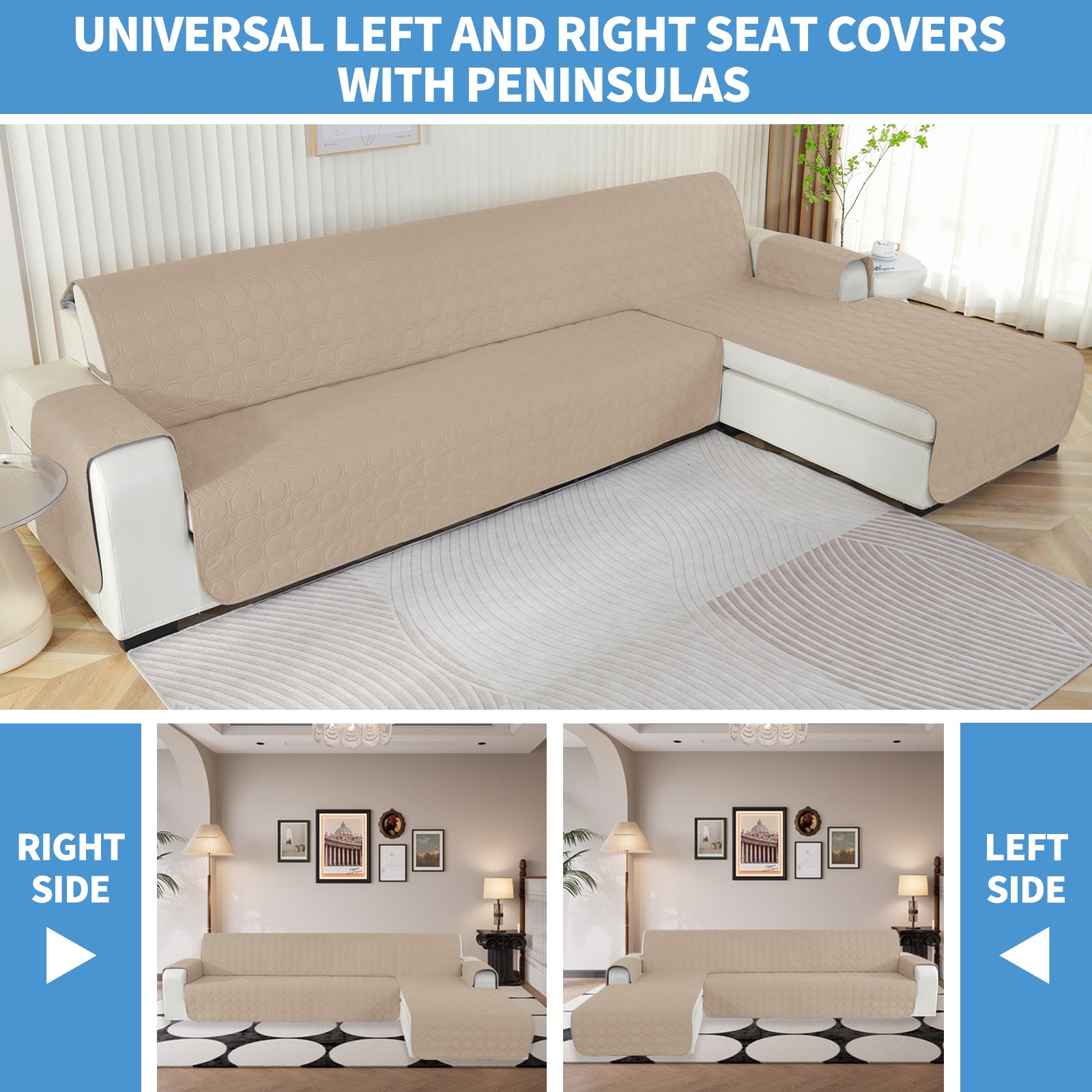 Copertura Impermeabile Reversibile per Divano Angolare a 2 Posti Penisola | YSTYLE