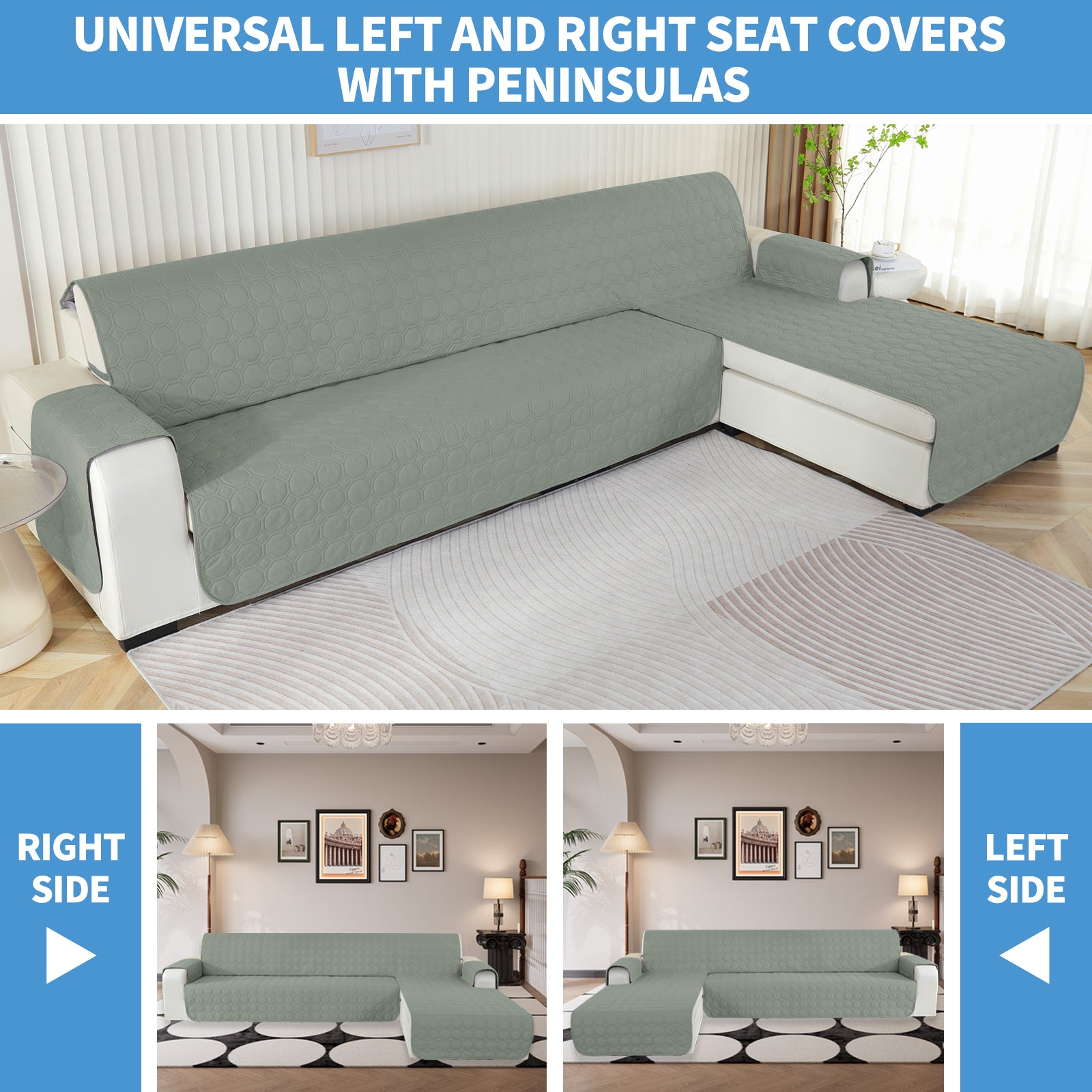 Copertura Impermeabile Reversibile per Divano Angolare a 2 Posti Penisola | YSTYLE