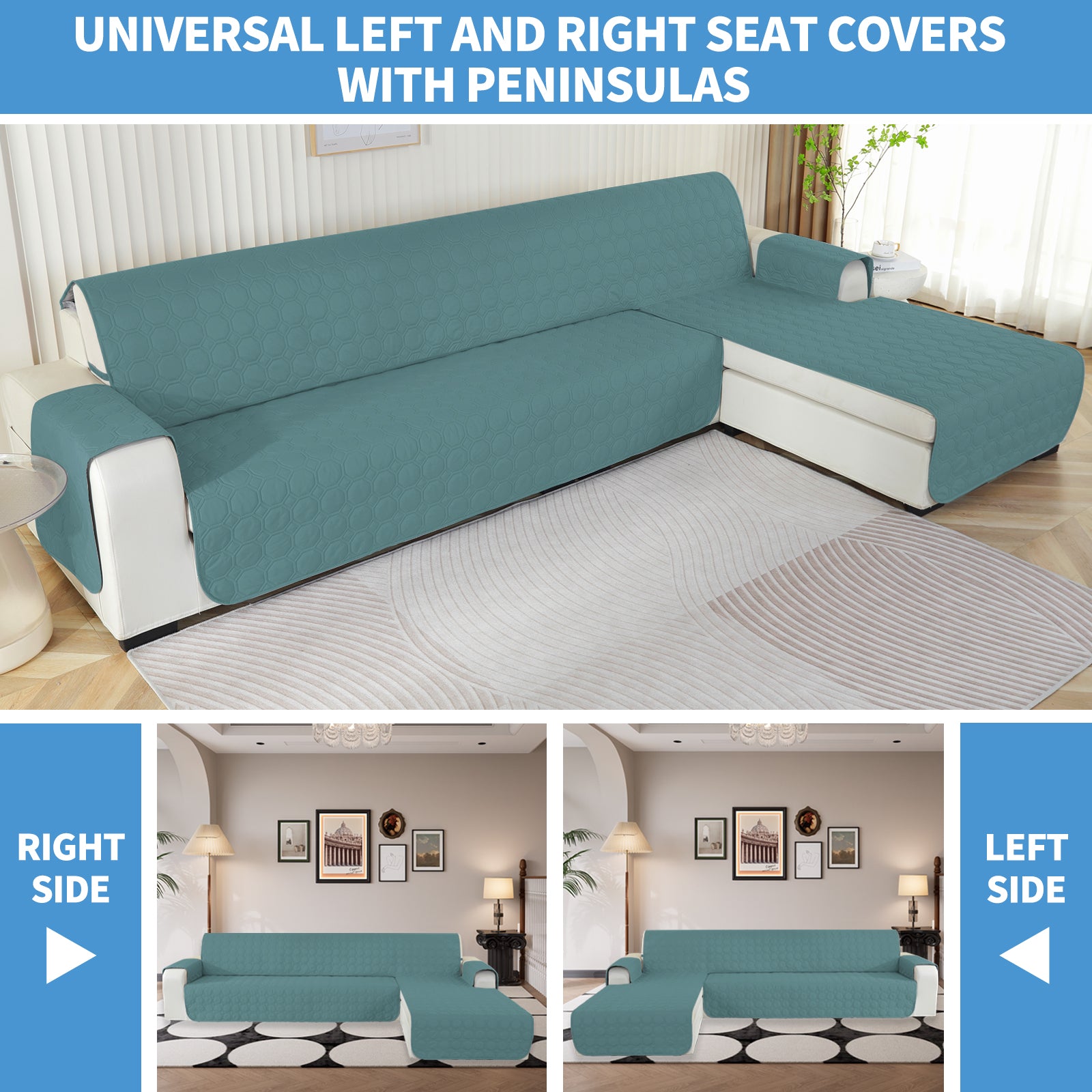 Copertura Impermeabile Reversibile per Divano Angolare a 2 Posti Penisola | YSTYLE