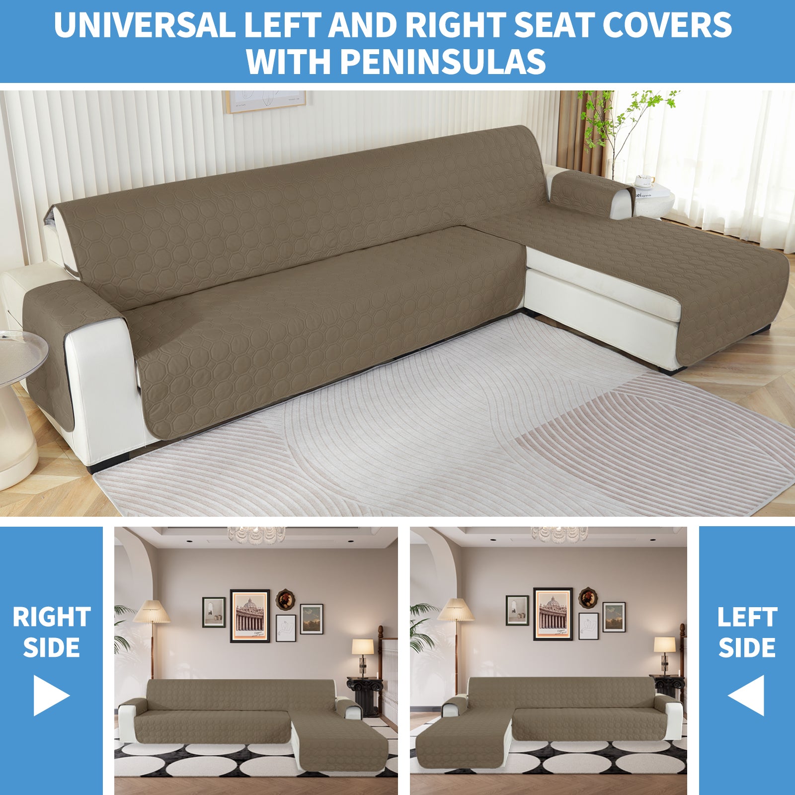 Copertura Impermeabile Reversibile per Divano Angolare a 2 Posti Penisola | YSTYLE