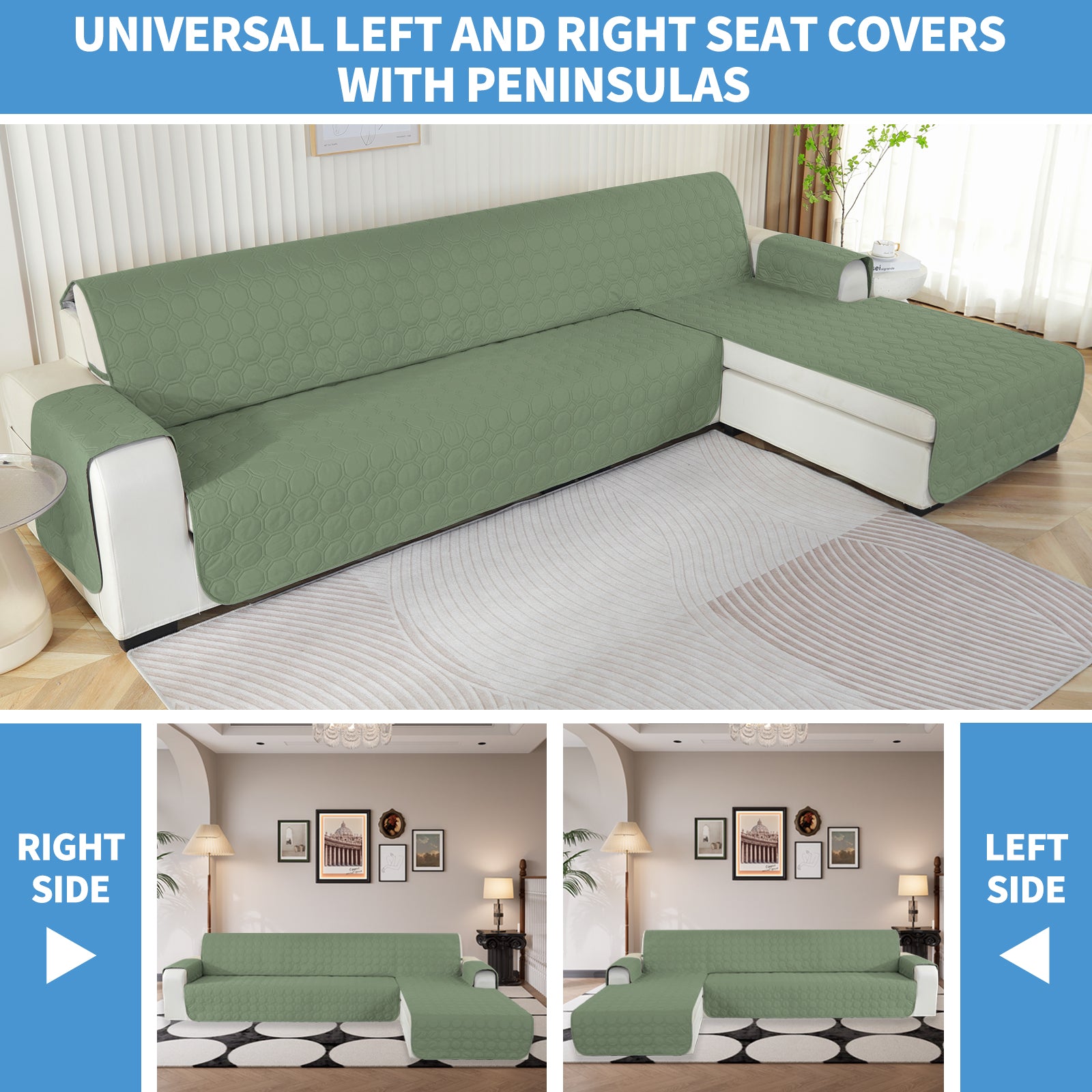 Copertura Impermeabile Reversibile per Divano Angolare a 2 Posti Penisola | YSTYLE