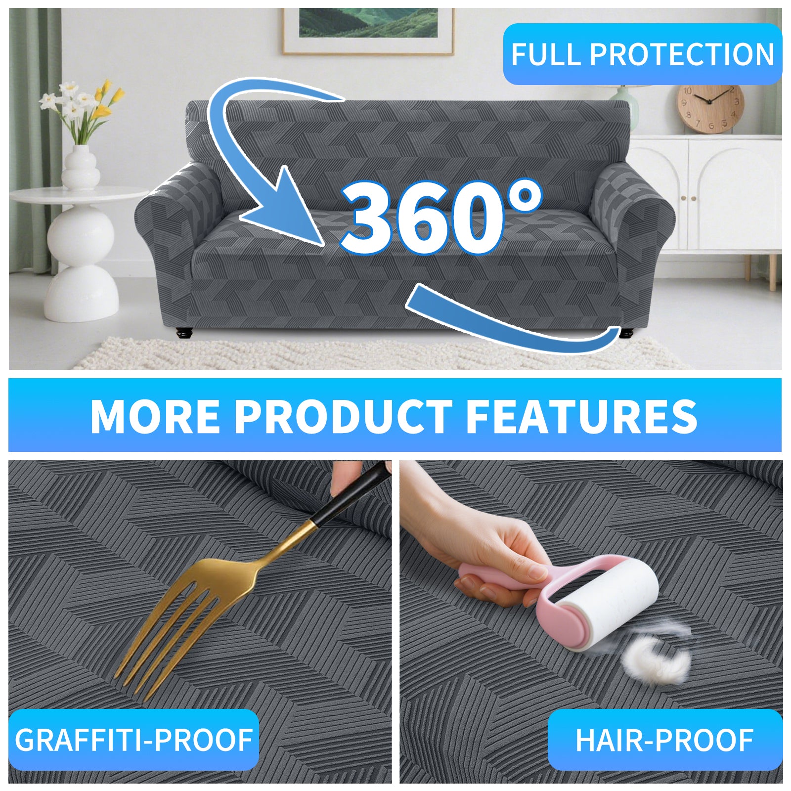 Ystyle Stretch 4 Seater Sofa Cover Super Elastic and Anti Slip-YSTYLE