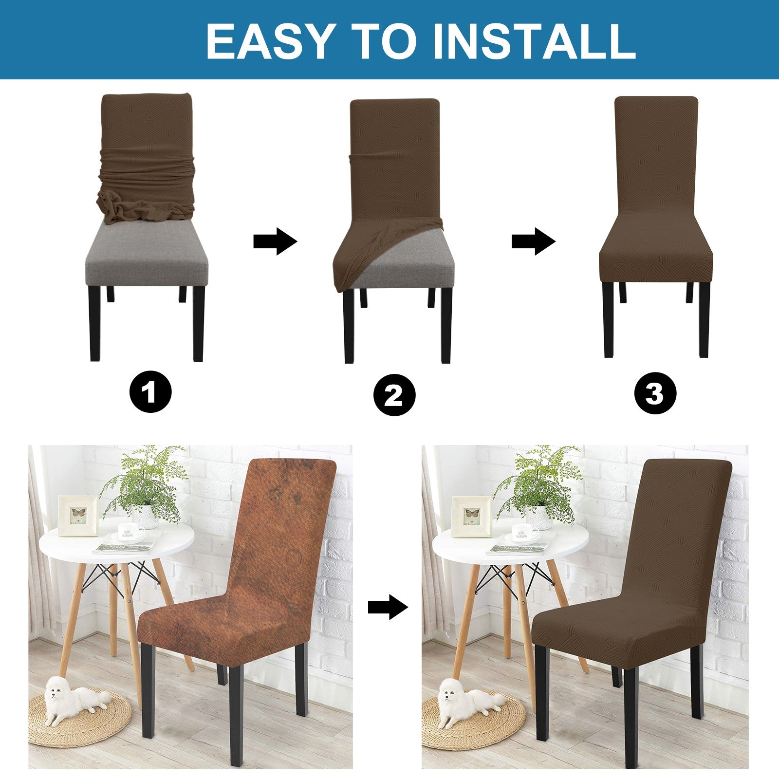YSTYLE 4 Pieces Soft élastique Chair couvertures with Backrest Universal Fit