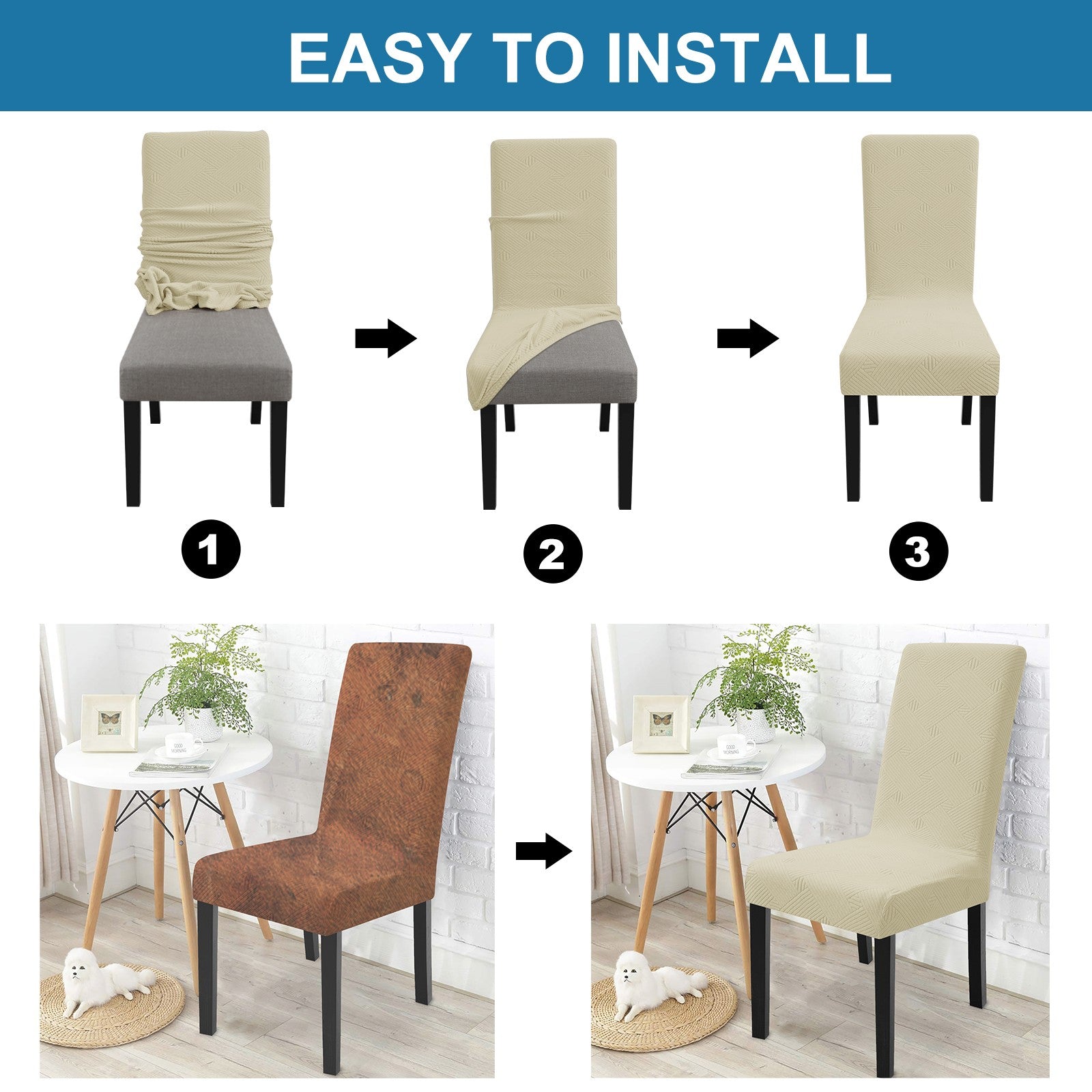 YSTYLE 4 Pieces Soft élastique Chair couvertures with Backrest Universal Fit