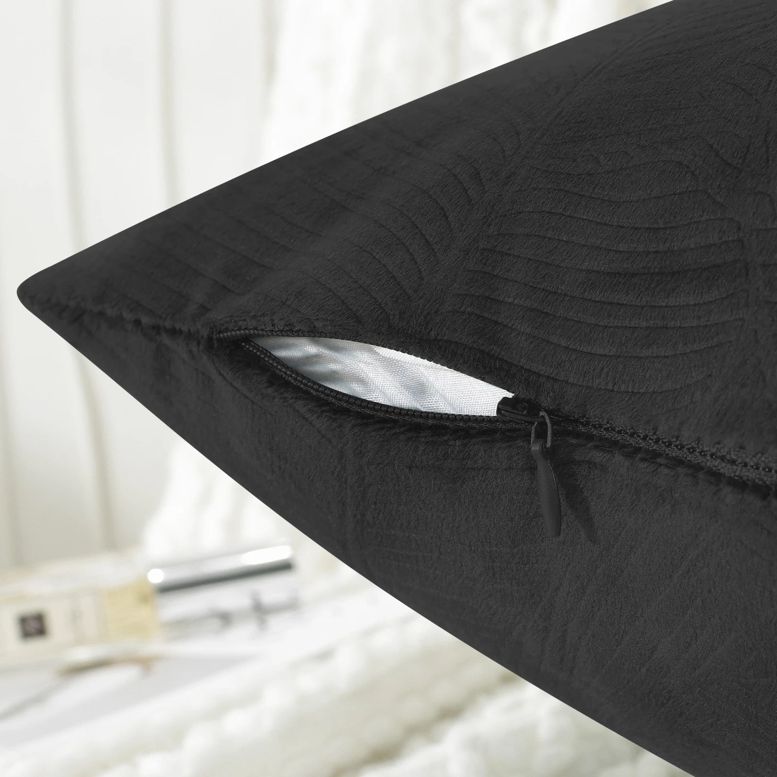 YSTYLE Velvet Sofa Cushion Covers, Decorative Throw Pillow Covers, 2 pcs, Hidden Zipper-Leaf Shape