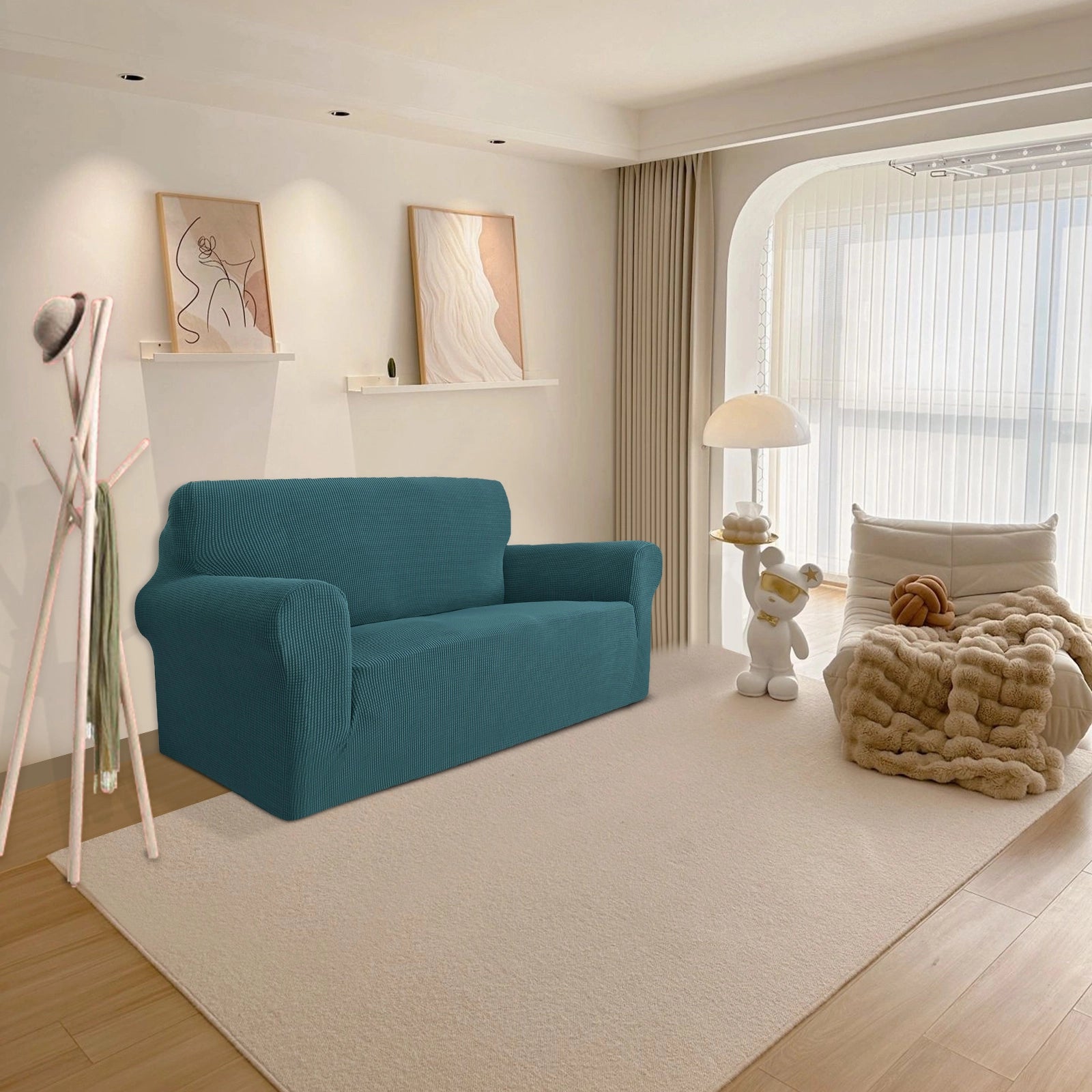 YSTYLE Stretch 2 Seater Sofa Cover with Armrests Anti Slip-YSTYLE