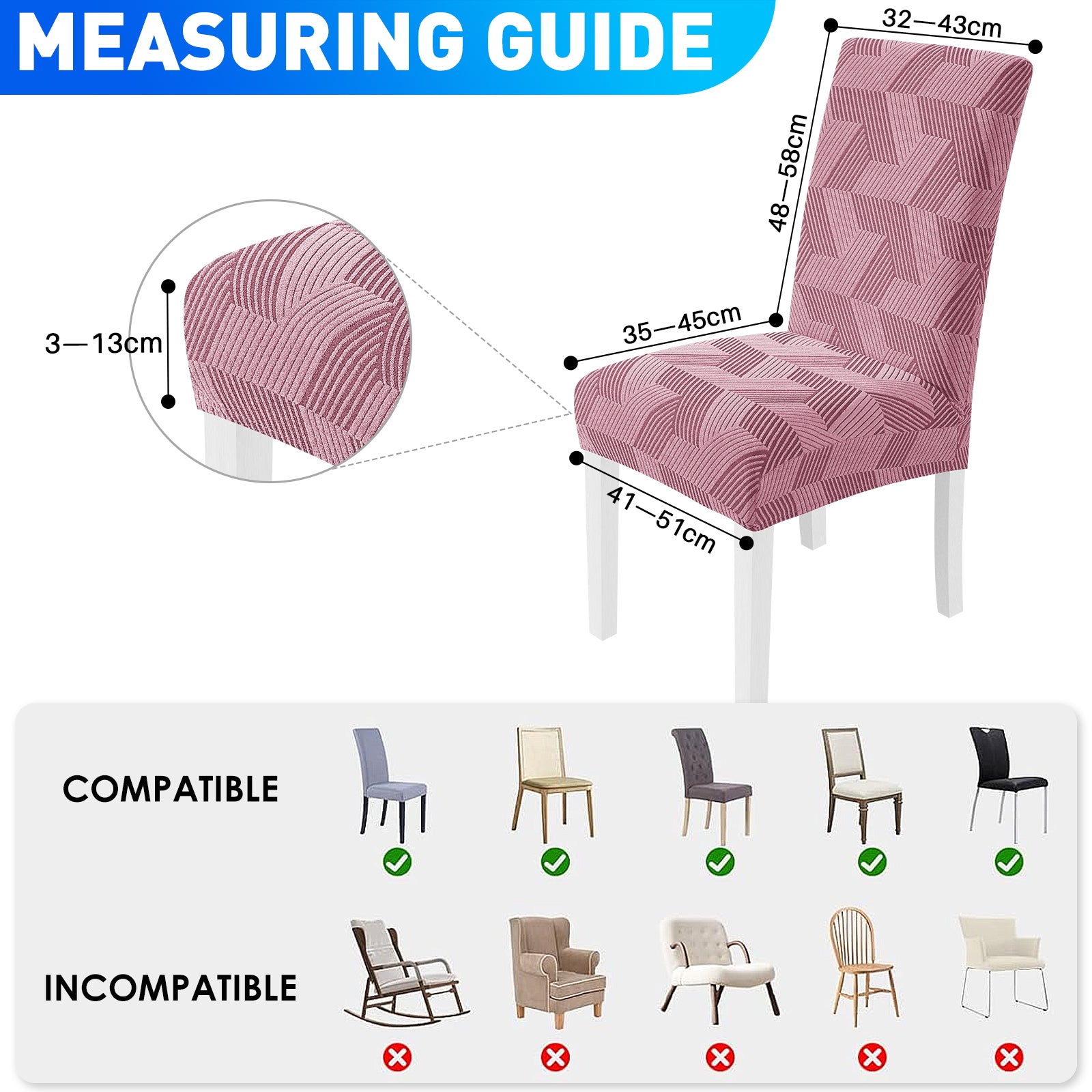 Ystyle 6-Piece Chair Covers with Backrest, Universal Kitchen Chair Covers, Removable Elastic Dining Chair Slipcovers, Stain-Resistant Chair Protectors, Washable, for Kitchen and Living Room