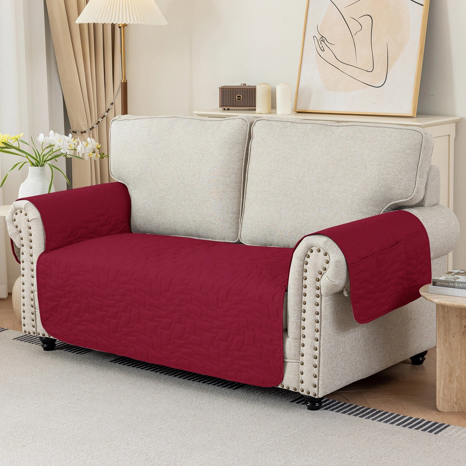 YSTYLE 2 Seater Sofa Cover Universal – Anti-Slip, Pet-Friendly, Couch Protector with Side Pockets