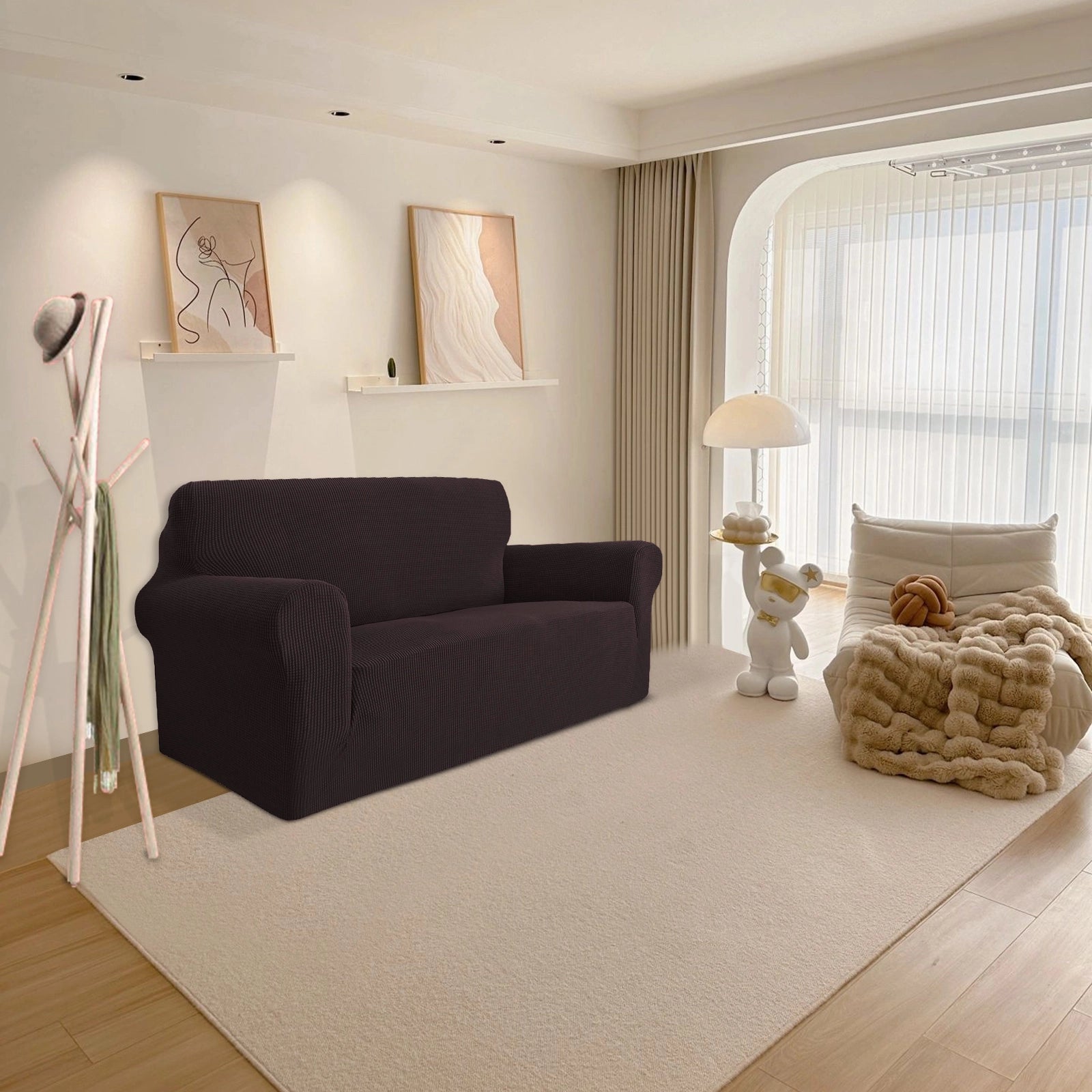 YSTYLE 2 Seater Sofa Cover – Stretch,Anti-Slip & Pet-Friendly, Scratch Resistant, Washable-Grid